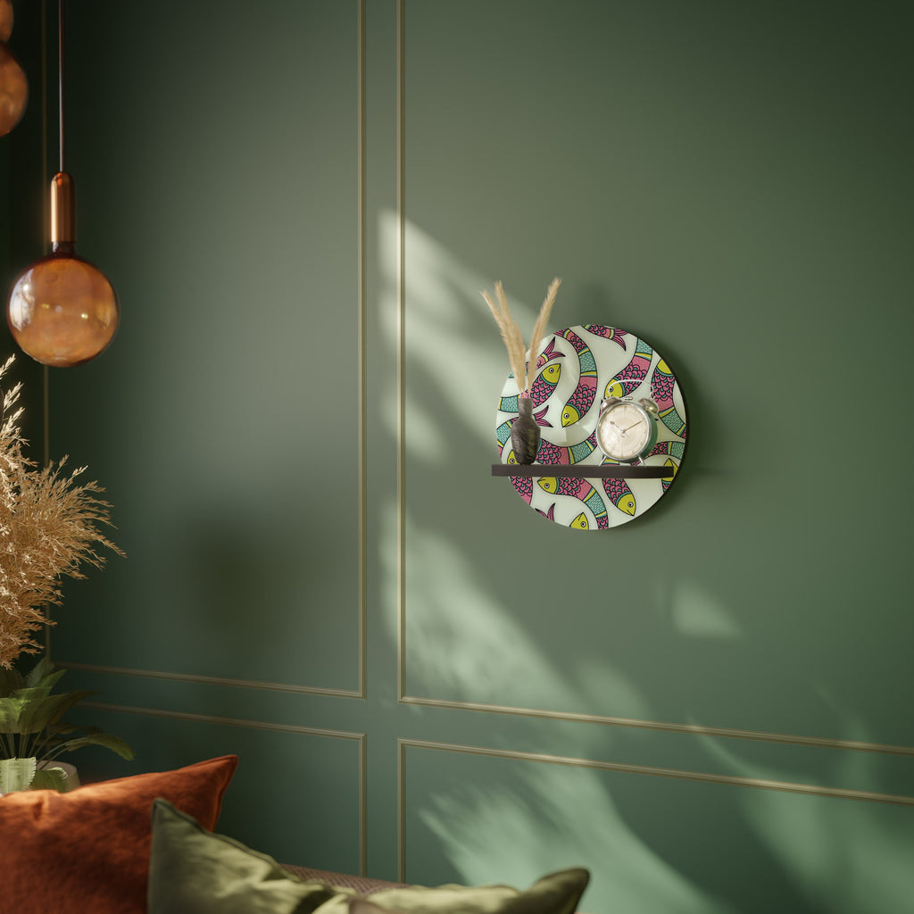 Étagère ronde INDIAN FISH en finition noire