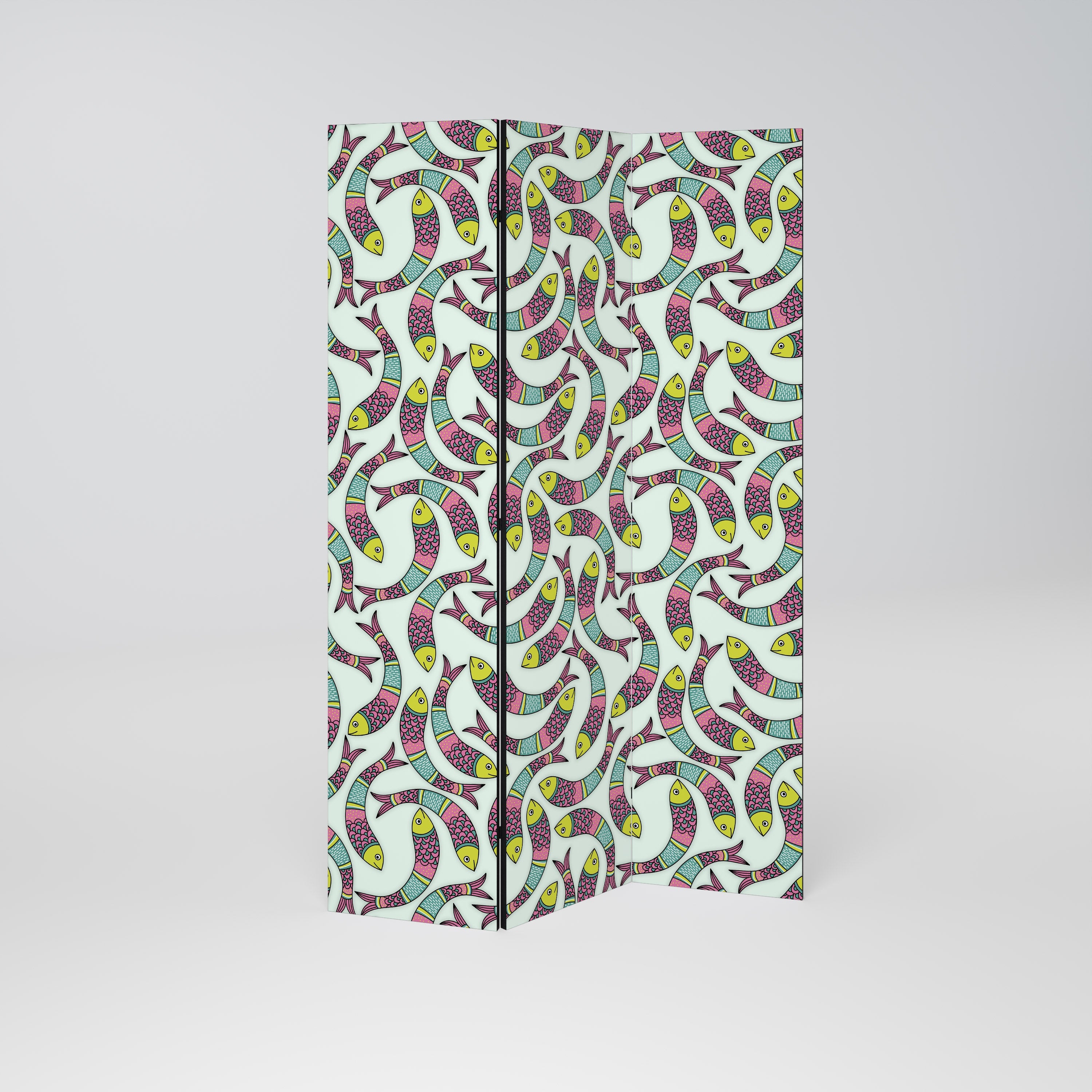 Paravent décoratif à 3 panneaux Motif Poisson indien