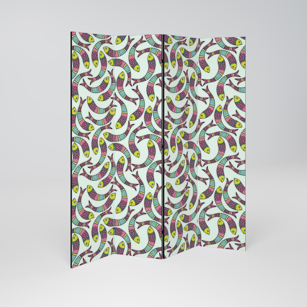 Paravent décoratif à 4 panneaux Motif Poisson indien