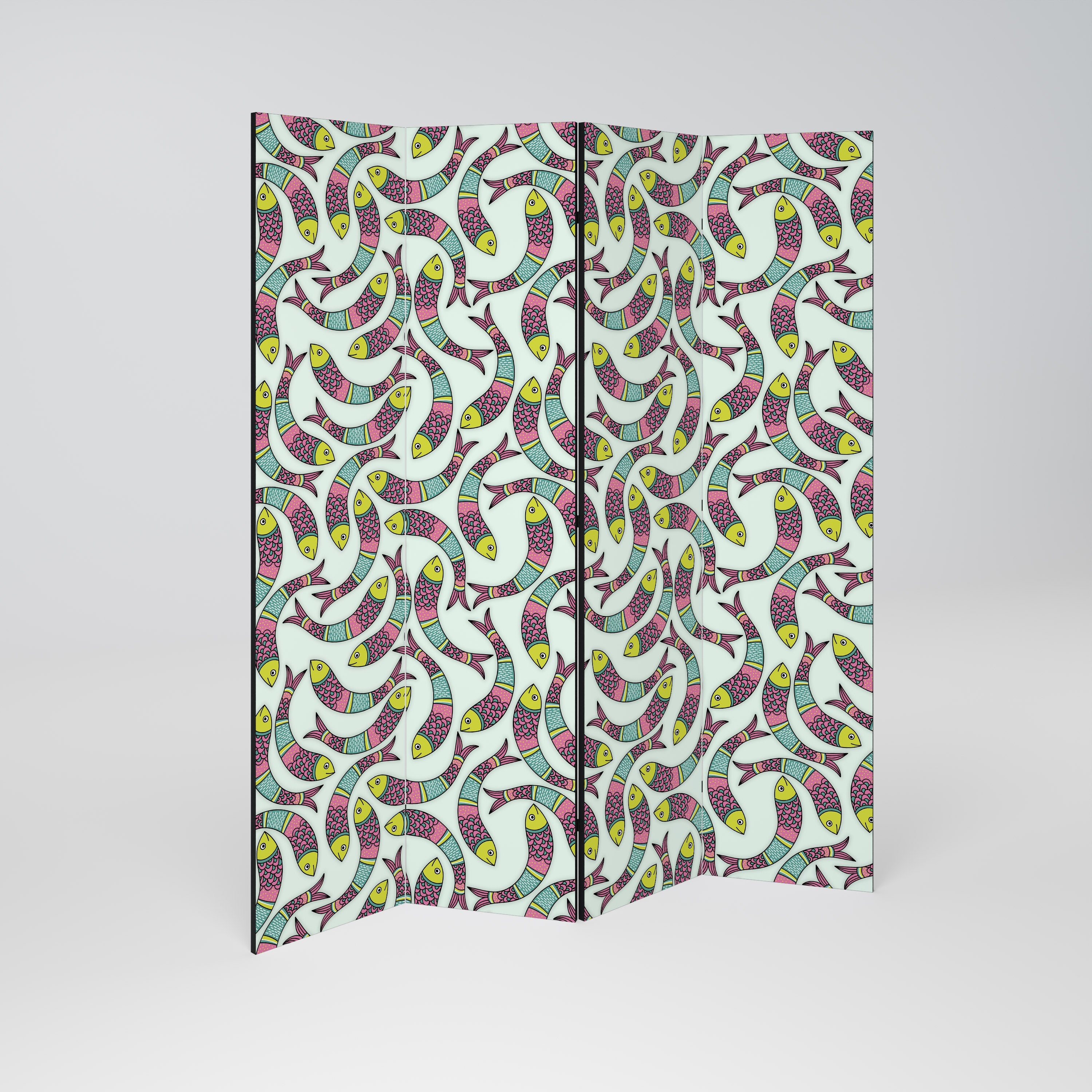 Paravent décoratif à 4 panneaux Motif Poisson indien