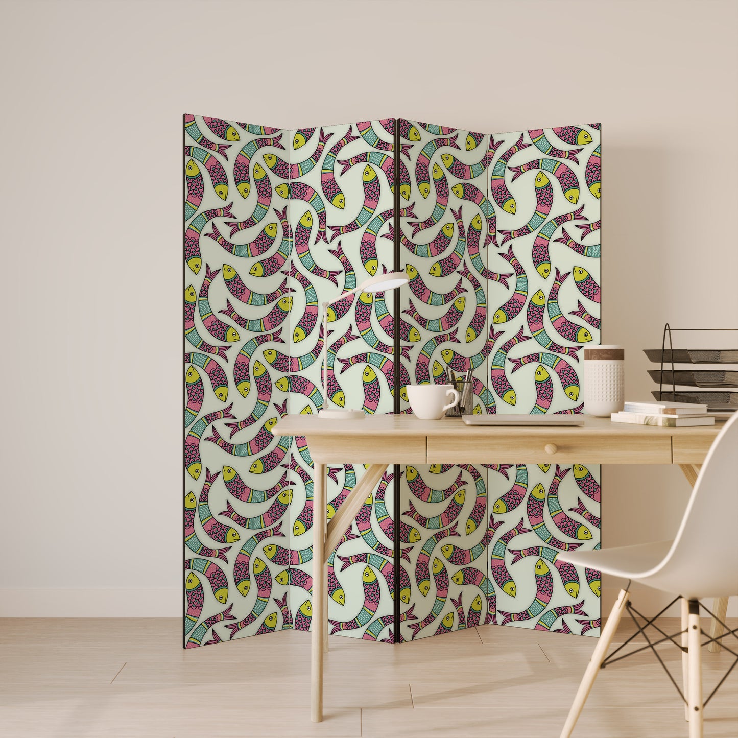 INDIAN FISH 4-Panel Room Divider