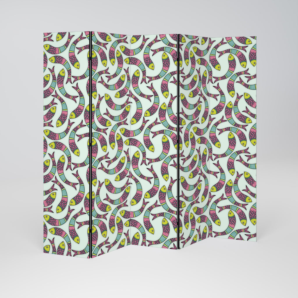 Paravent décoratif à 5 panneaux Motif Poisson indien