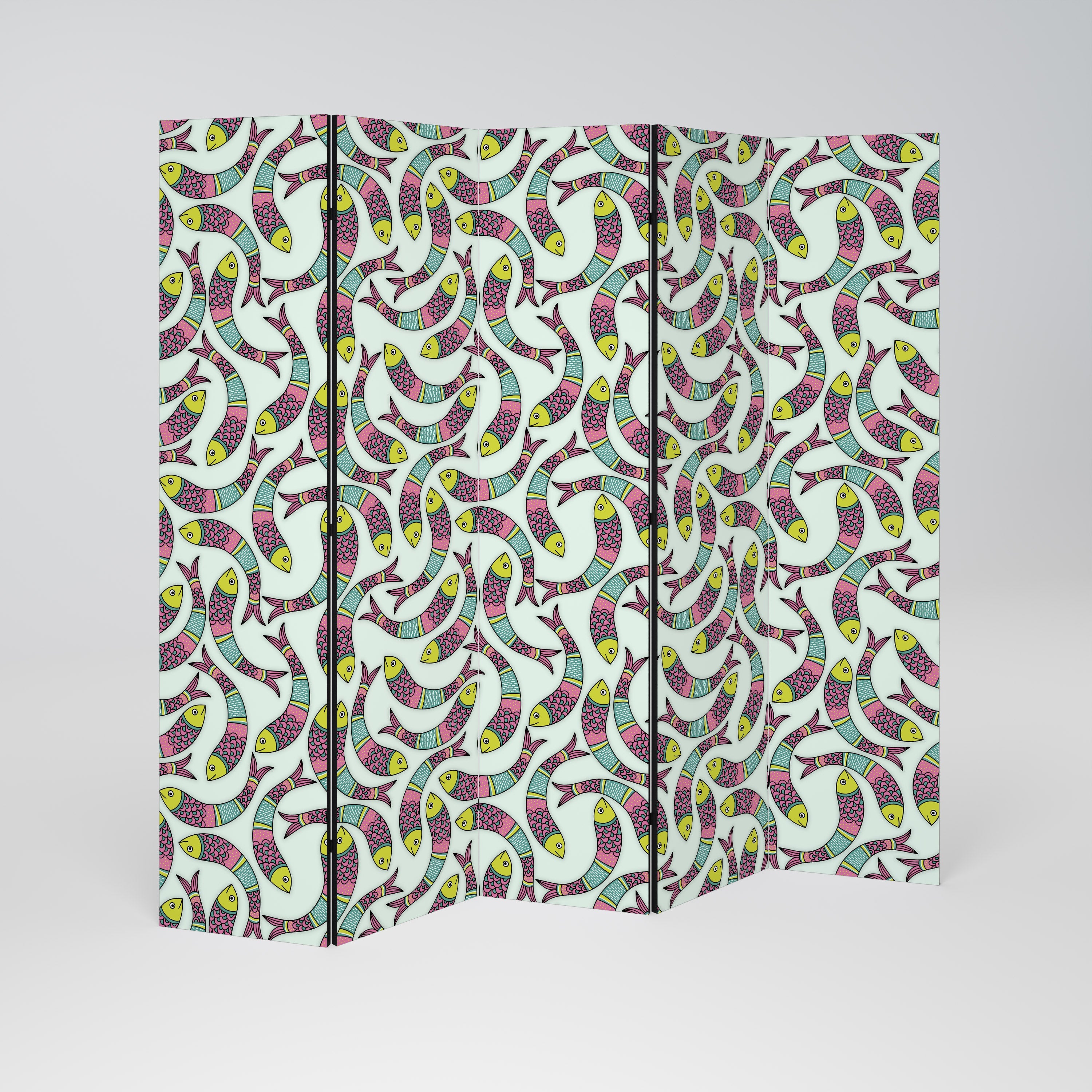 Paravent décoratif à 5 panneaux Motif Poisson indien