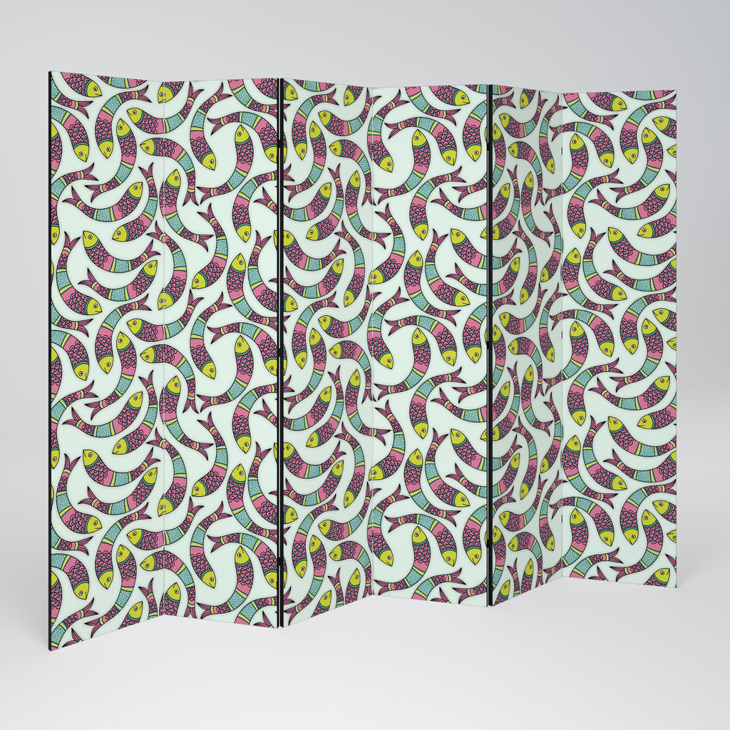 Paravent décoratif à 6 panneaux Motif Poisson indien