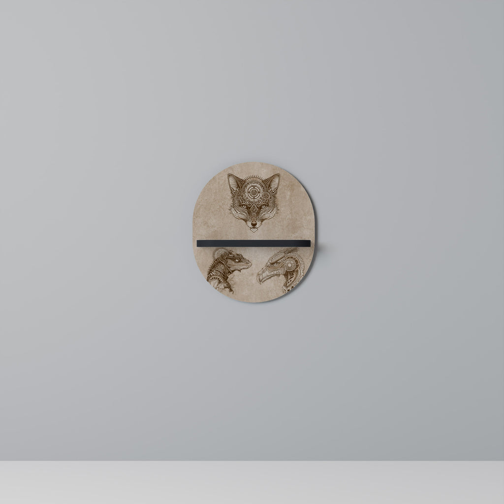 Étagère d'art ovale STEAMPUNK TRIO en finition noire