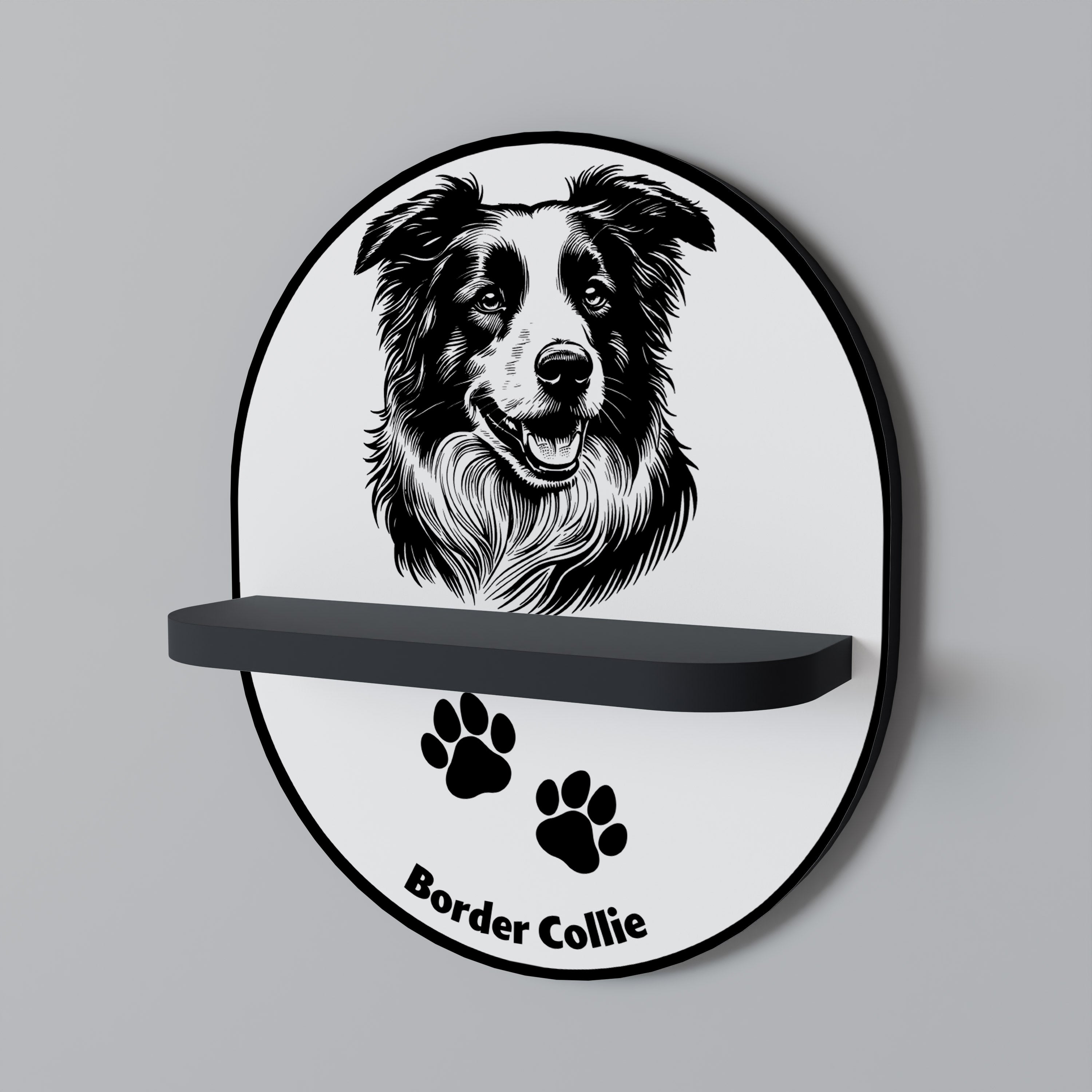Étagère ovale BORDER COLLIE en finition noire