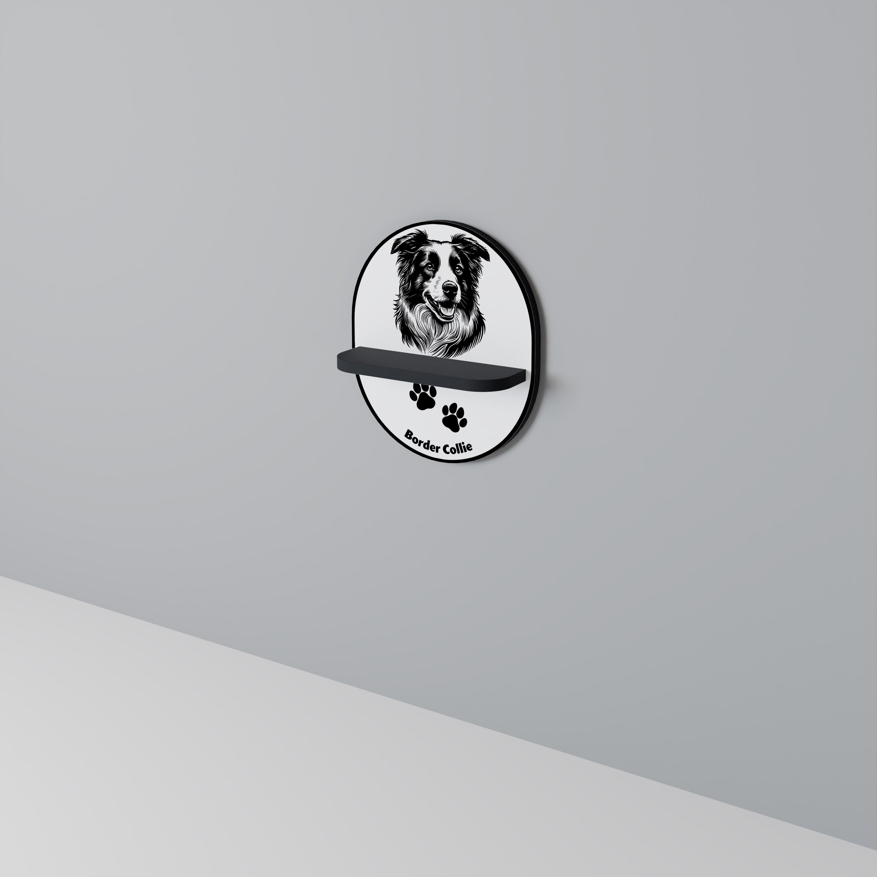 Étagère ovale BORDER COLLIE en finition noire