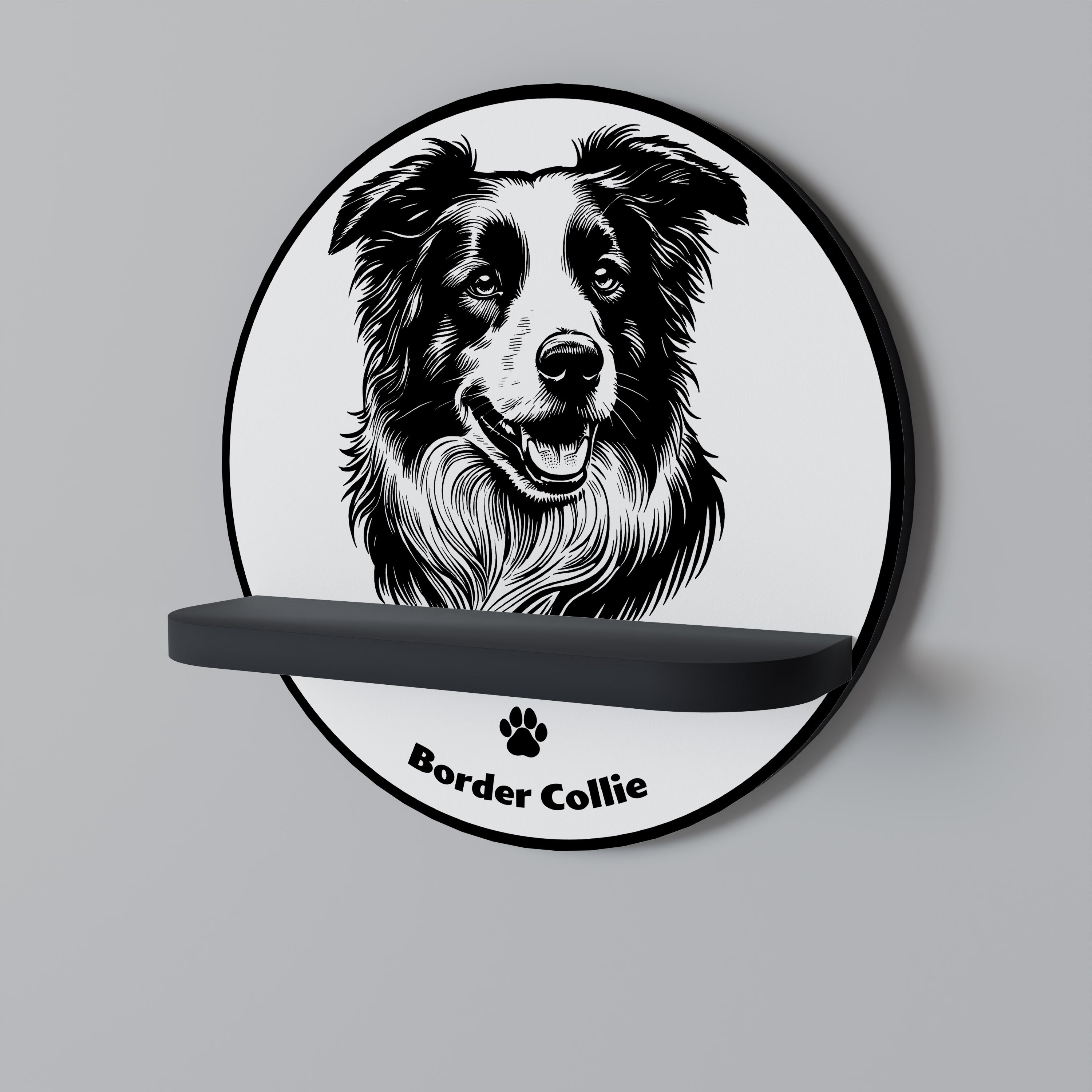Étagère ronde BORDER COLLIE en finition noire