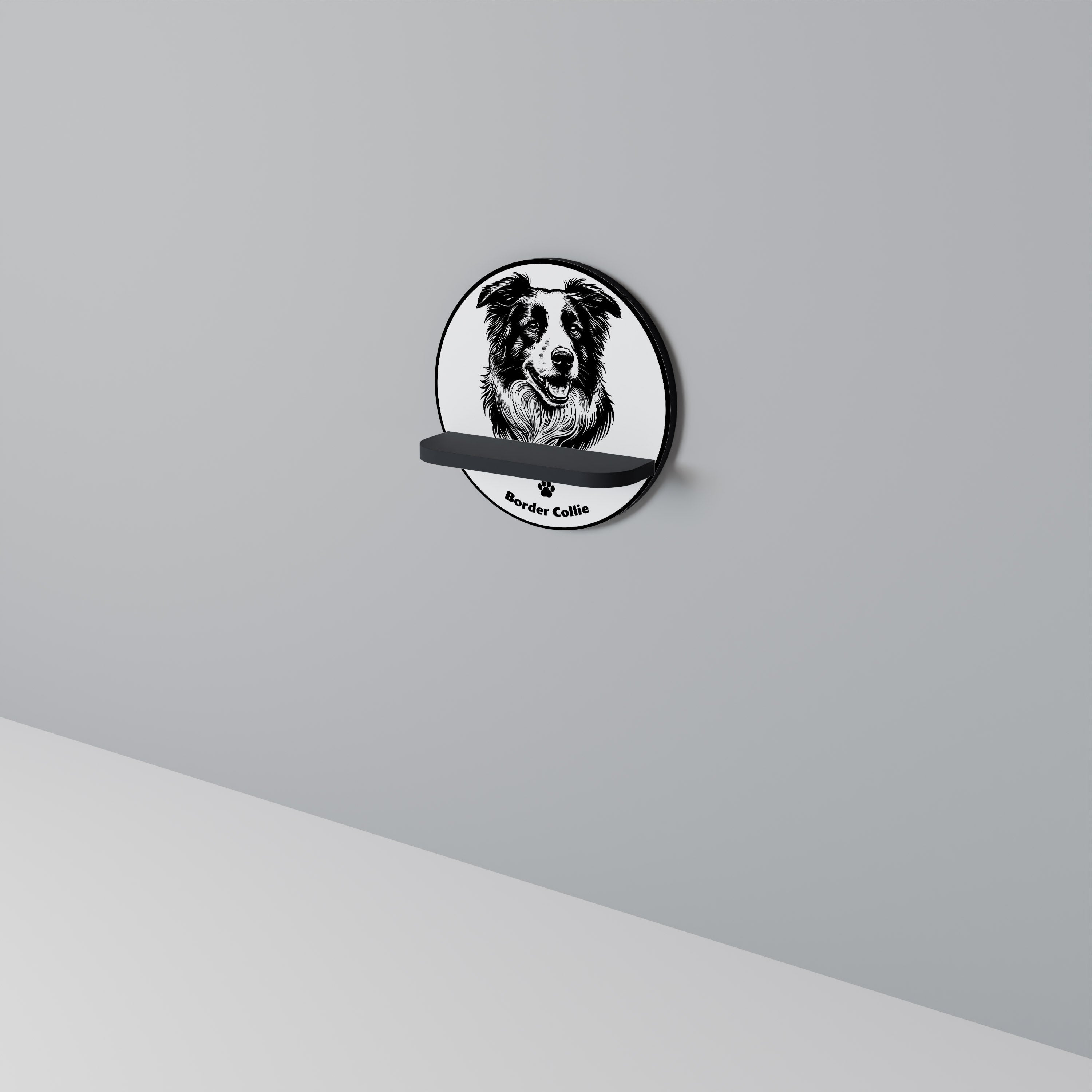 Étagère ronde BORDER COLLIE en finition noire