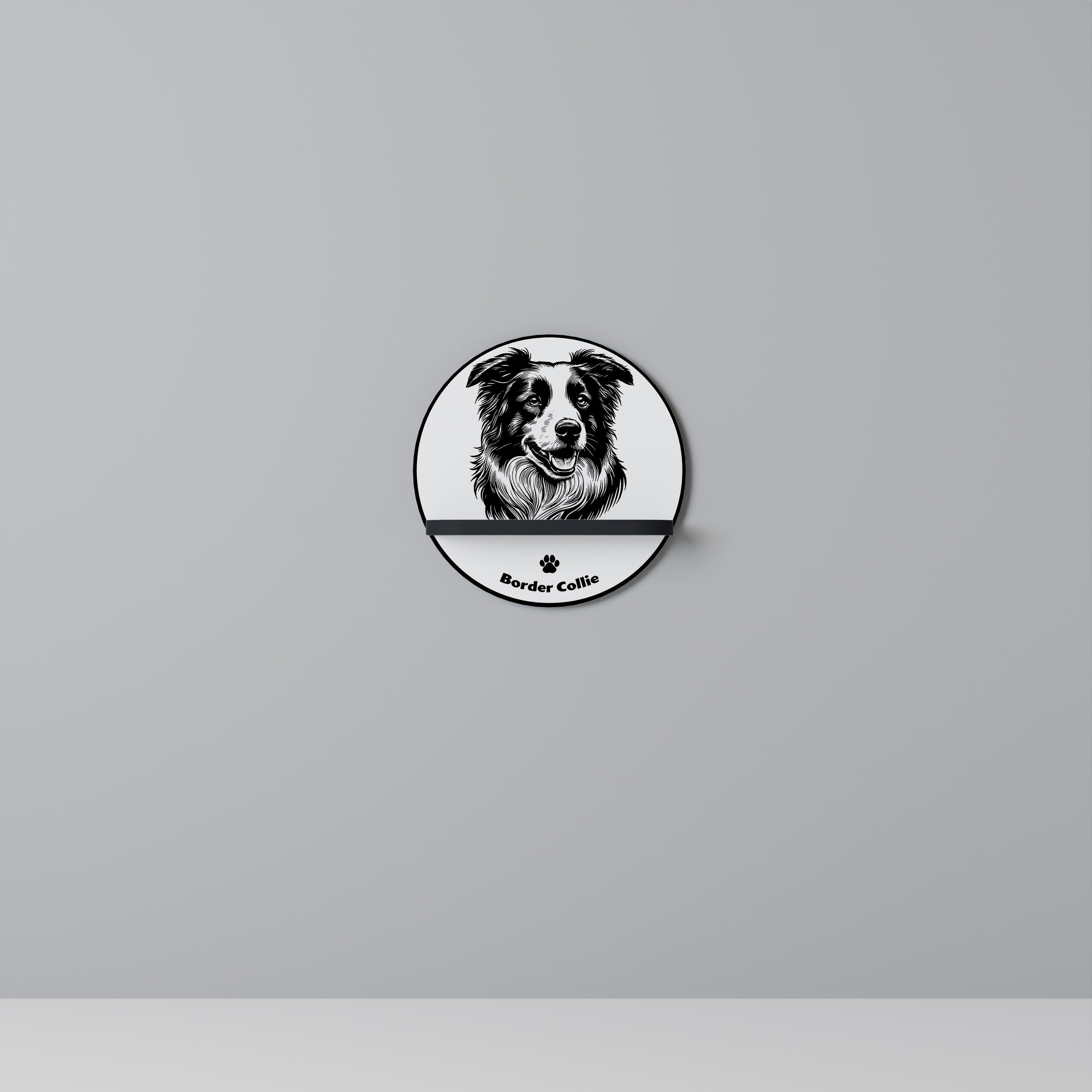 Étagère ronde BORDER COLLIE en finition noire