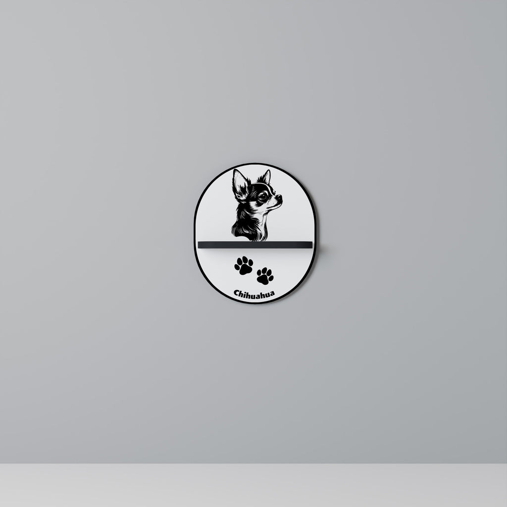 Étagère d'art ovale CHIHUAHUA DOG en finition noire