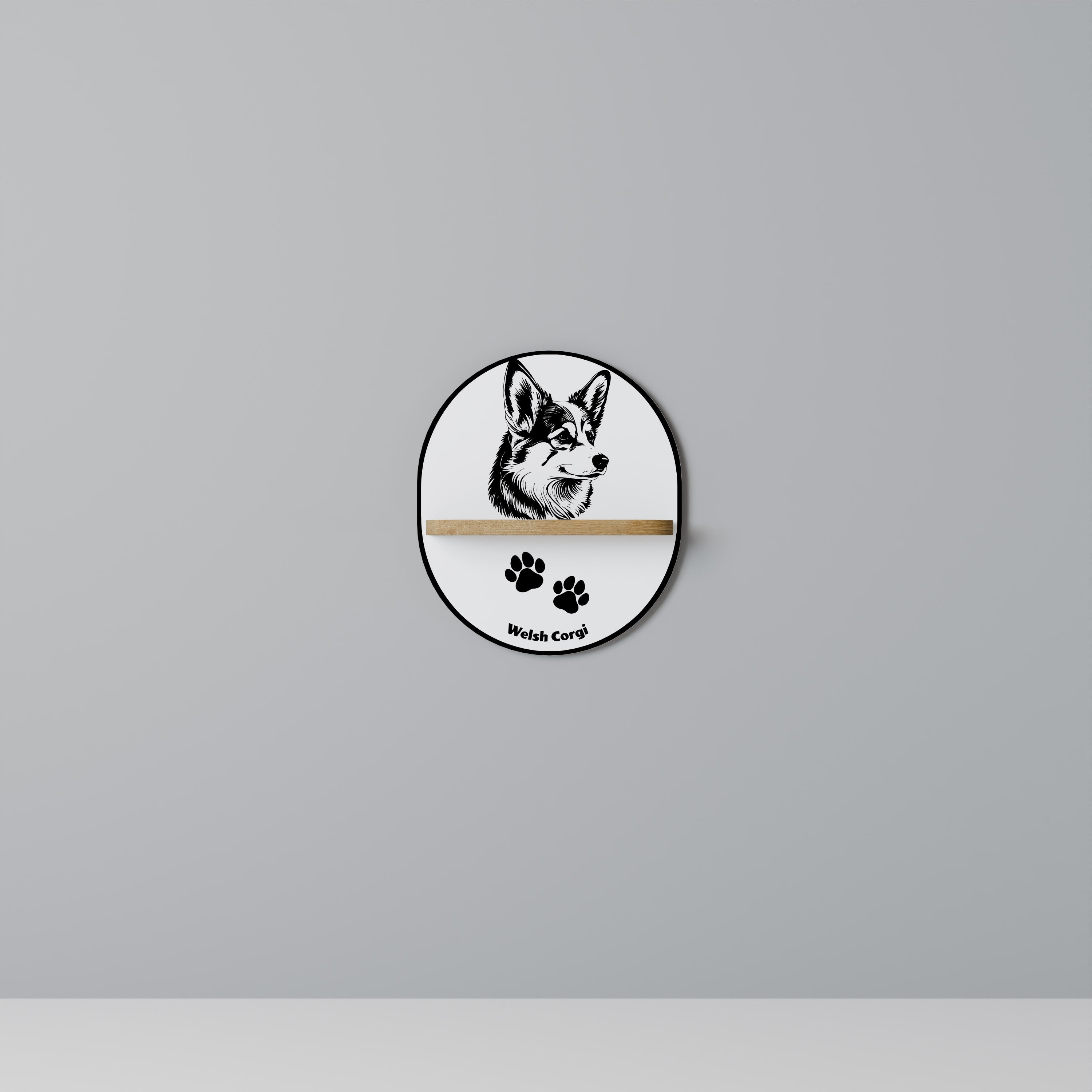 Étagère ovale effet chêne WELSH CORGI PEMBROKE