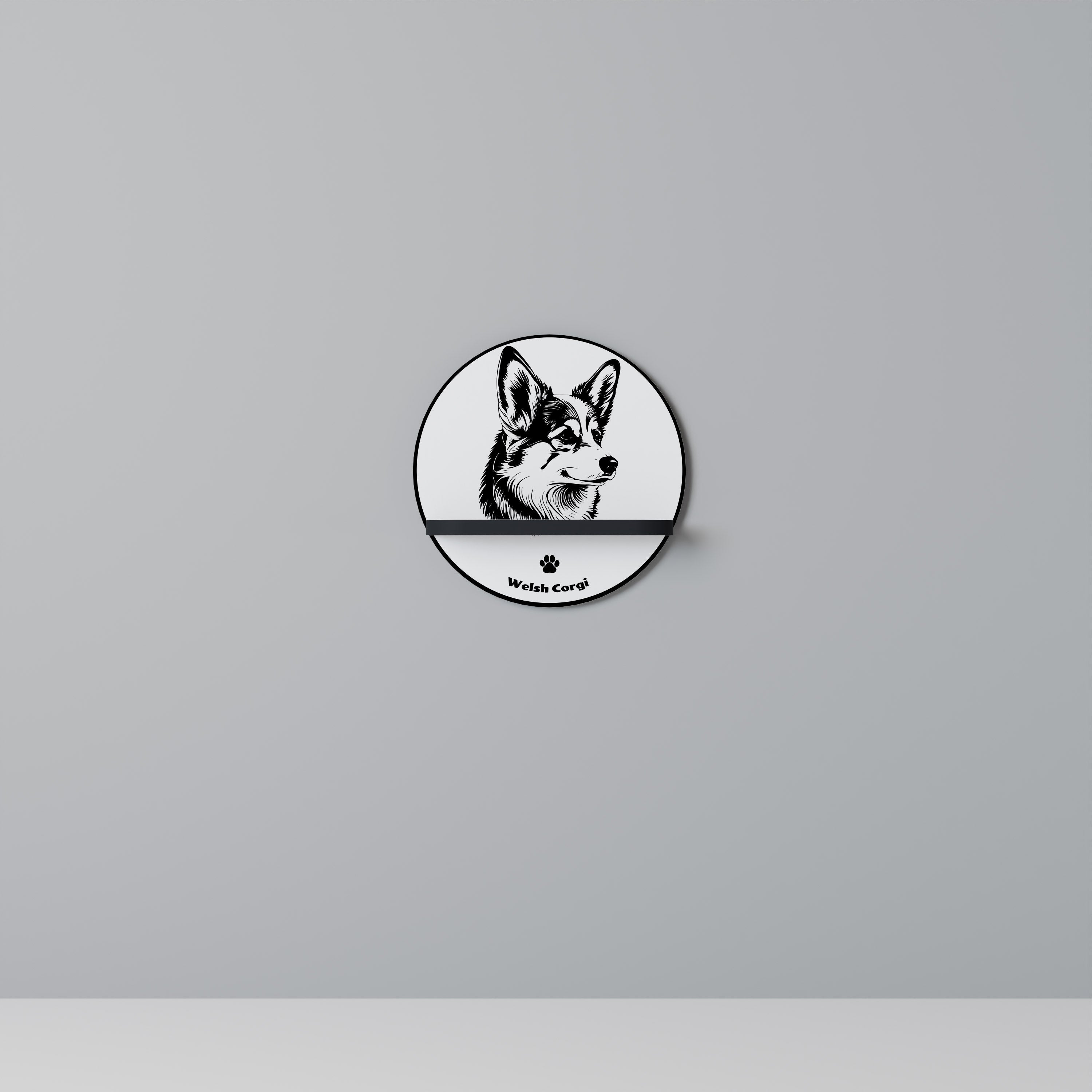 Étagère d'art ronde WELSH CORGI PEMBROKE en finition noire