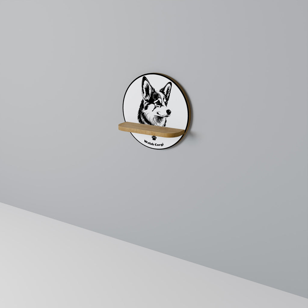 Étagère d'art ronde effet chêne WELSH CORGI PEMBROKE