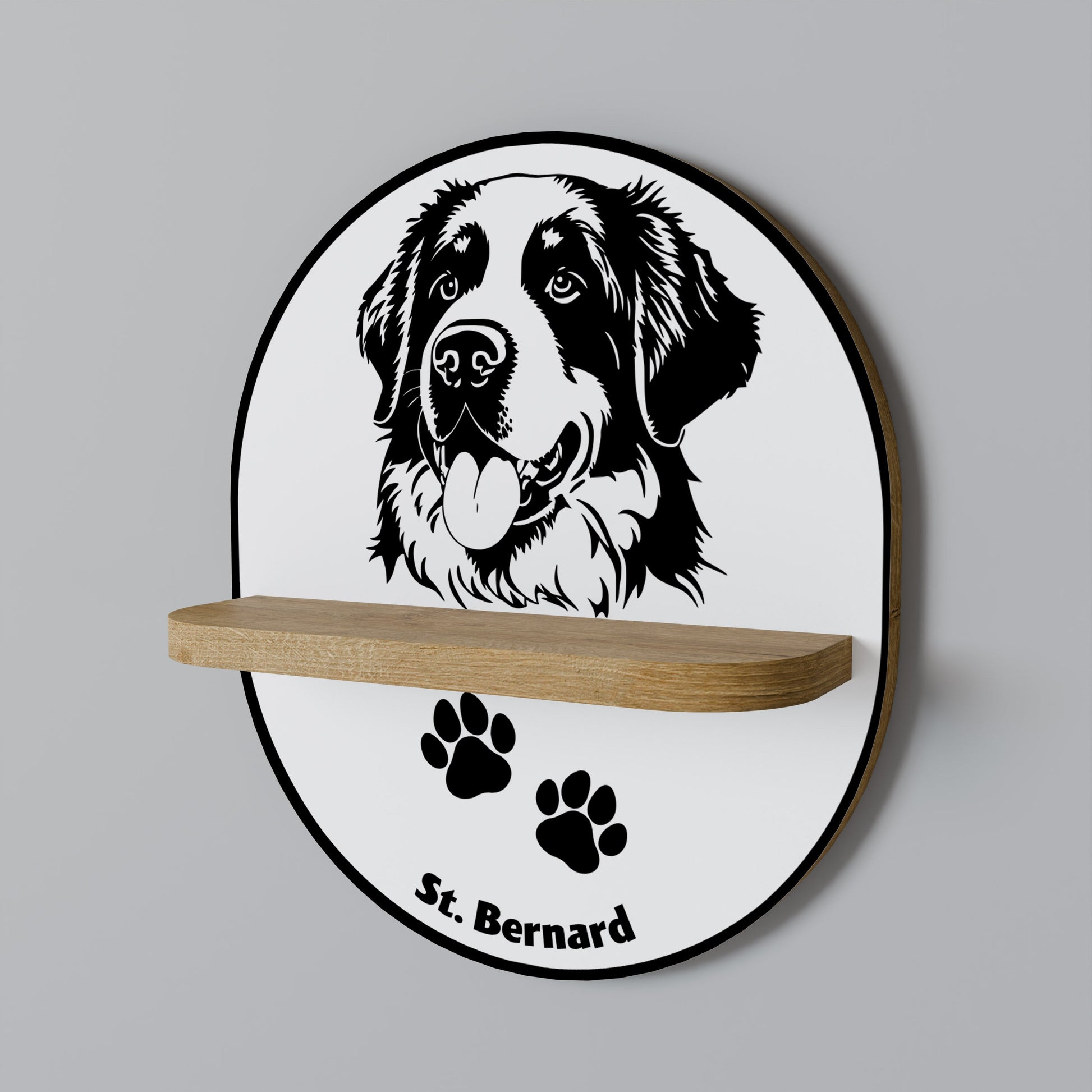 SAINT BERNARD Oval Art Shelf In Oak Effect