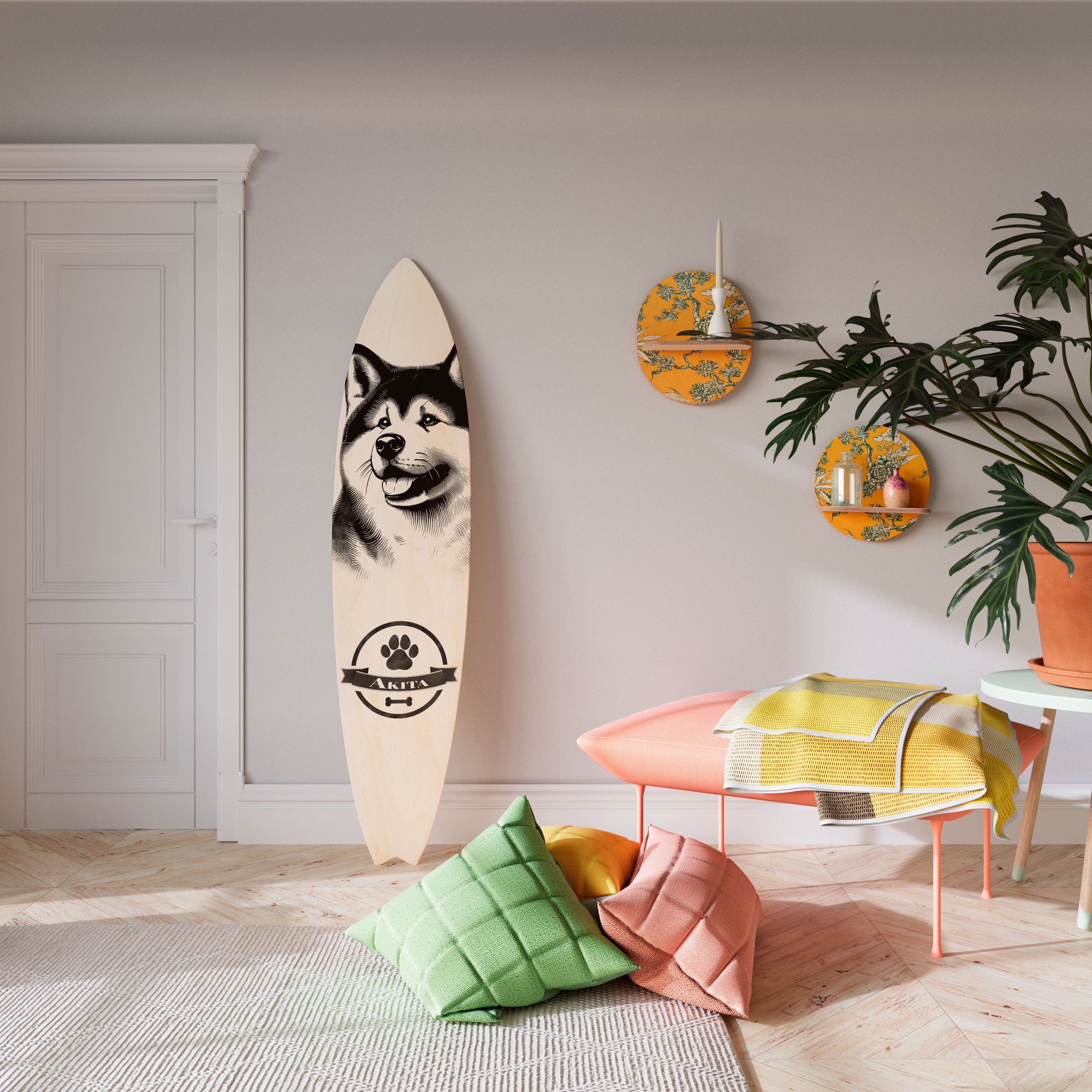 AKITA DOG Surfboard Decorative Panel