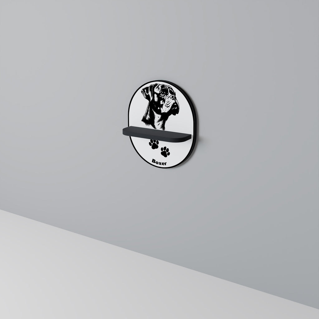 Étagère ovale en forme de chien Boxer, finition noire