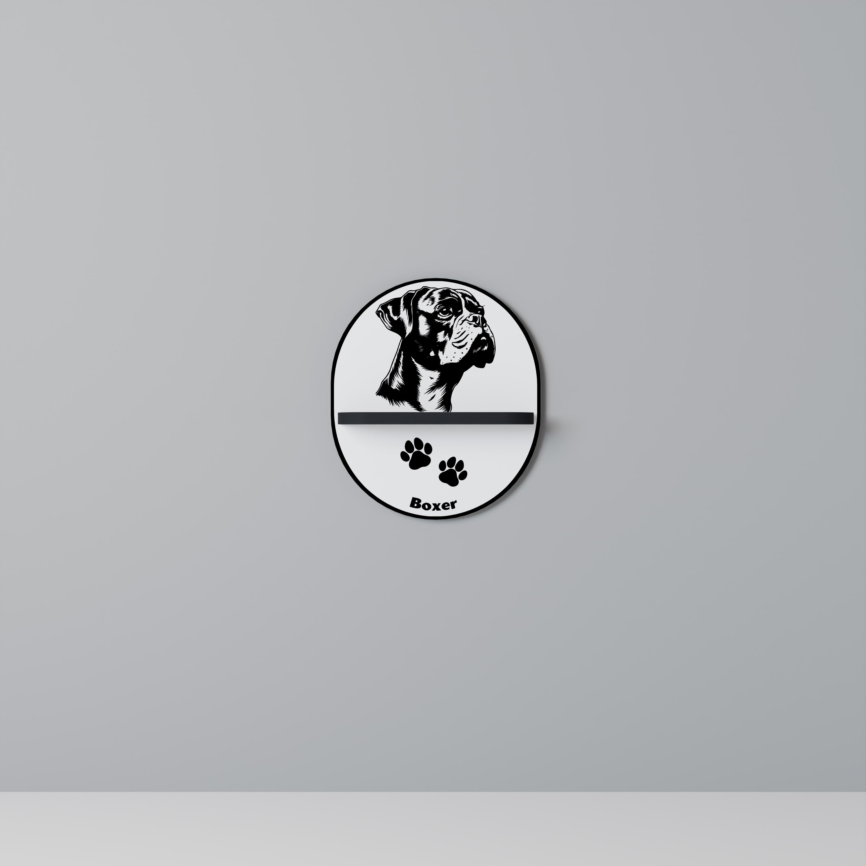 Étagère ovale en forme de chien Boxer, finition noire