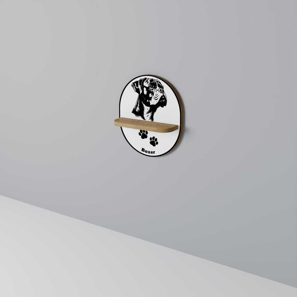 Étagère d'art ovale BOXER DOG effet chêne