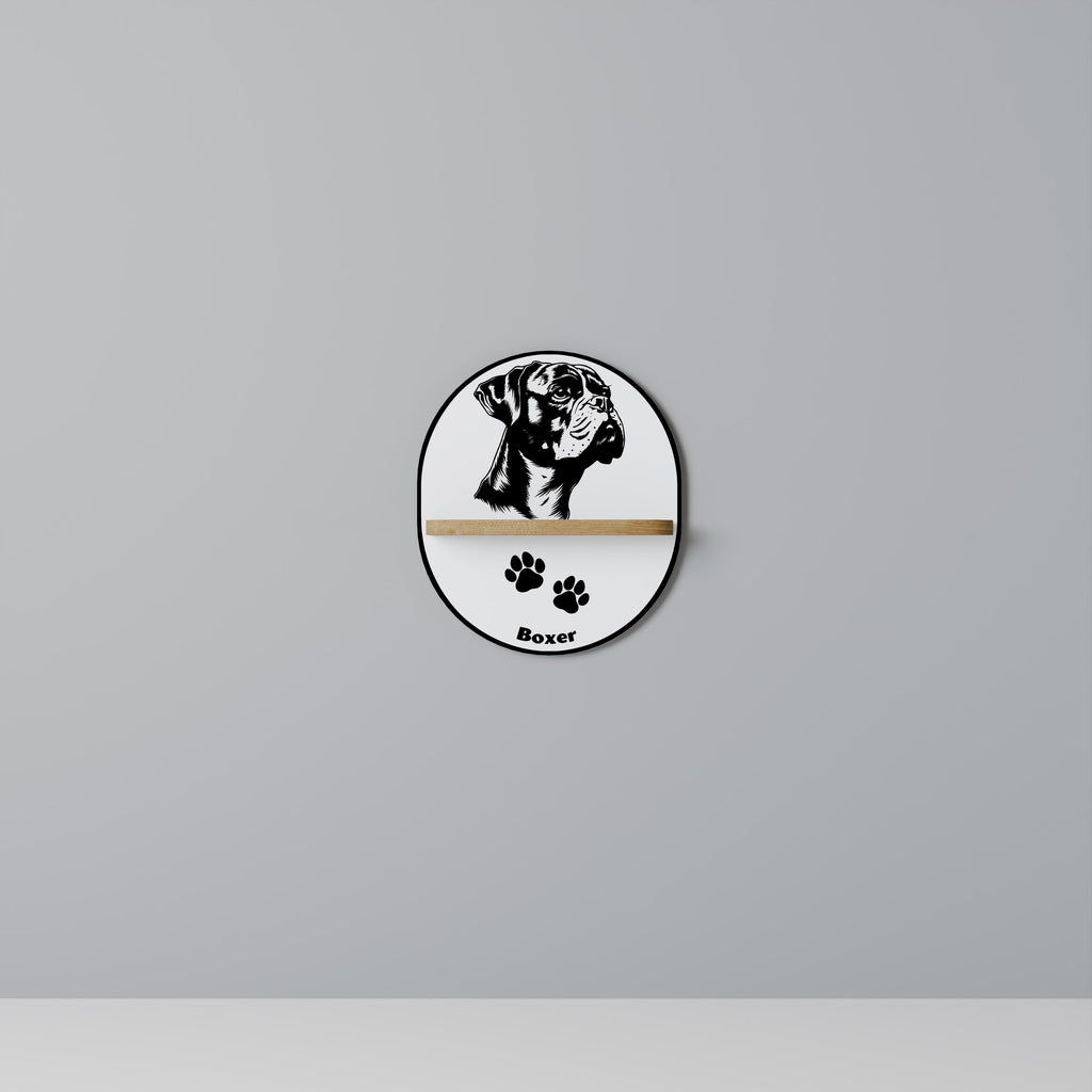 Étagère d'art ovale BOXER DOG effet chêne