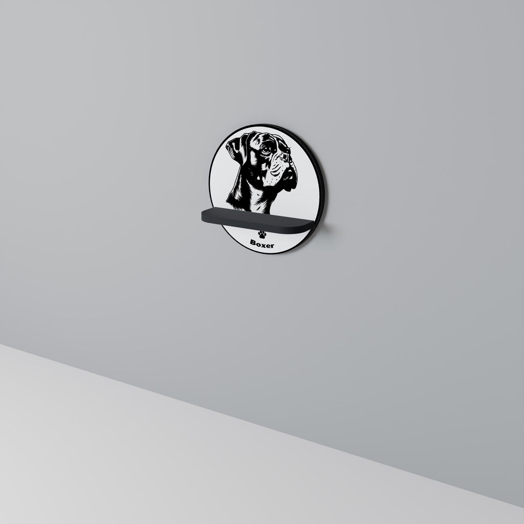 Étagère d'art ronde BOXER DOG en finition noire