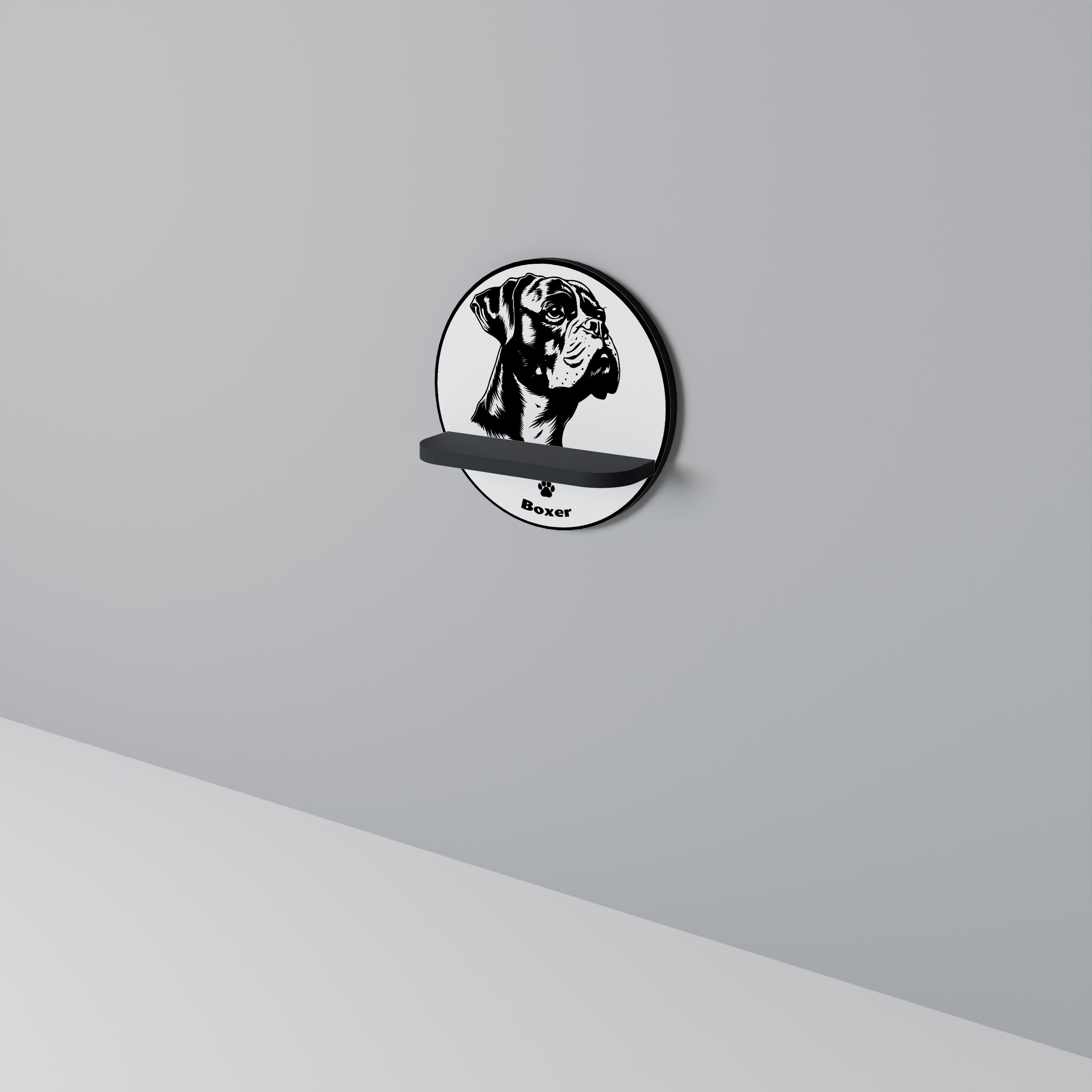 Étagère d'art ronde BOXER DOG en finition noire