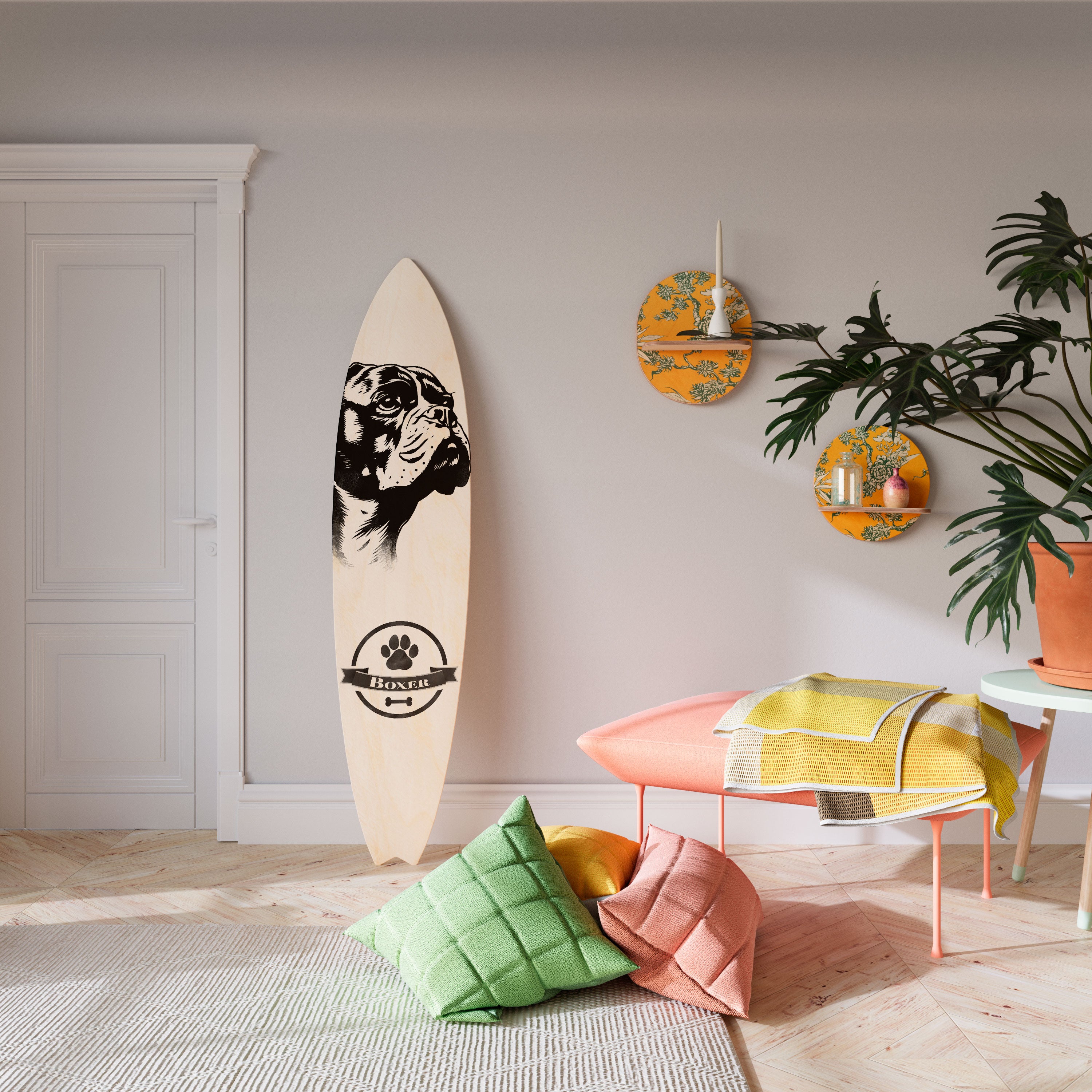 BOXER DOG Surfboard Decorative Panel