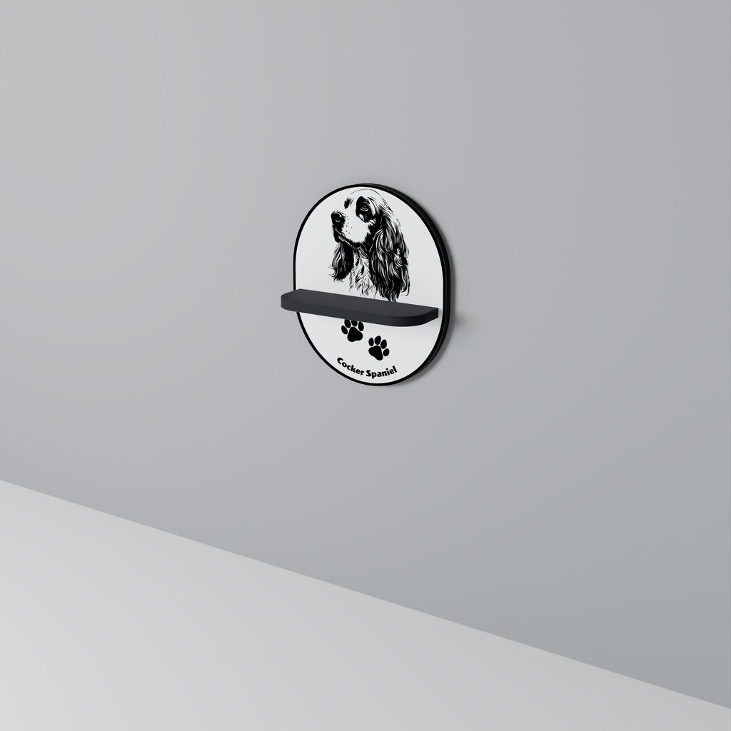 Étagère ovale en finition noire représentant un Cocker anglais