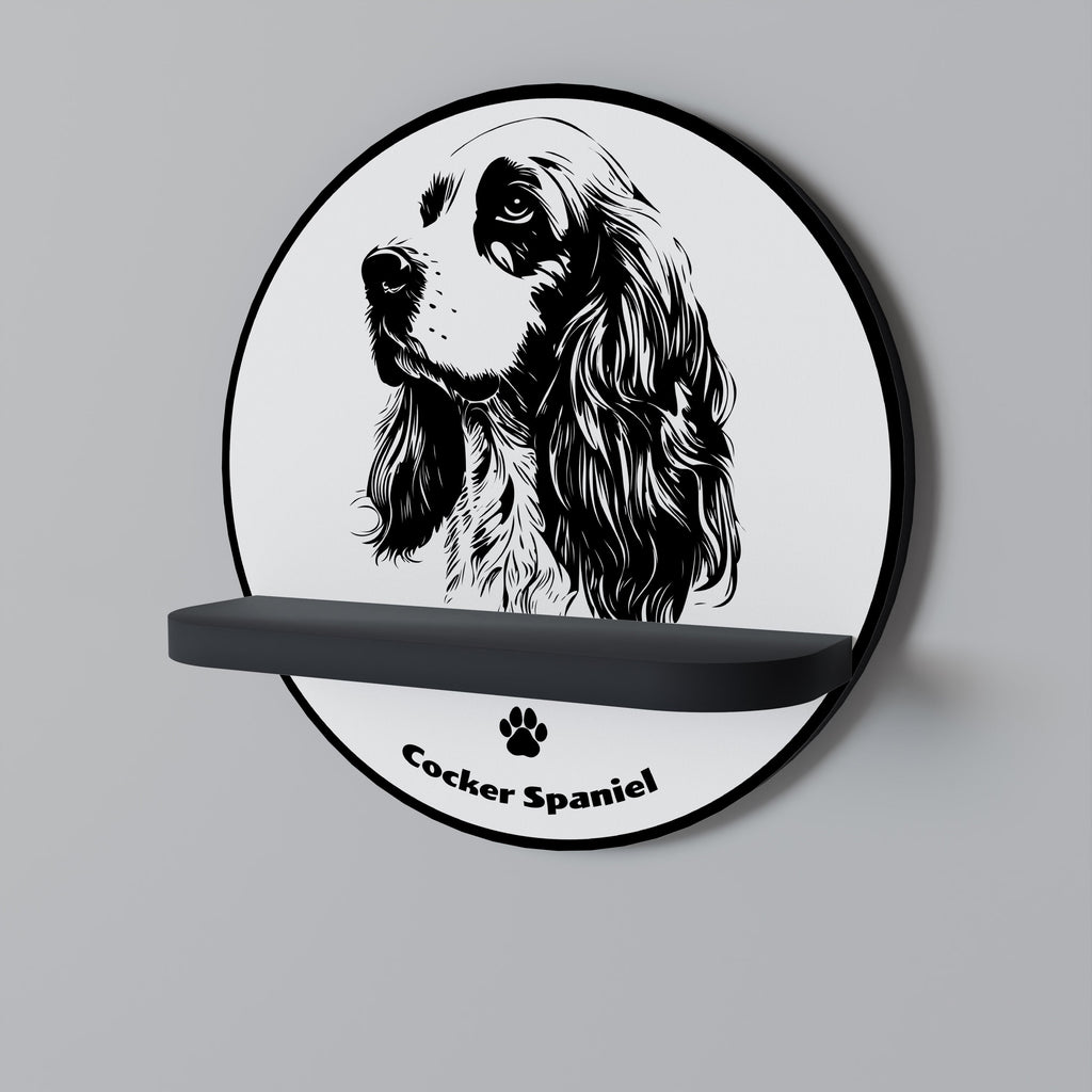 ENGLISH COCKER SPANIEL Round Art Shelf In Black Finish