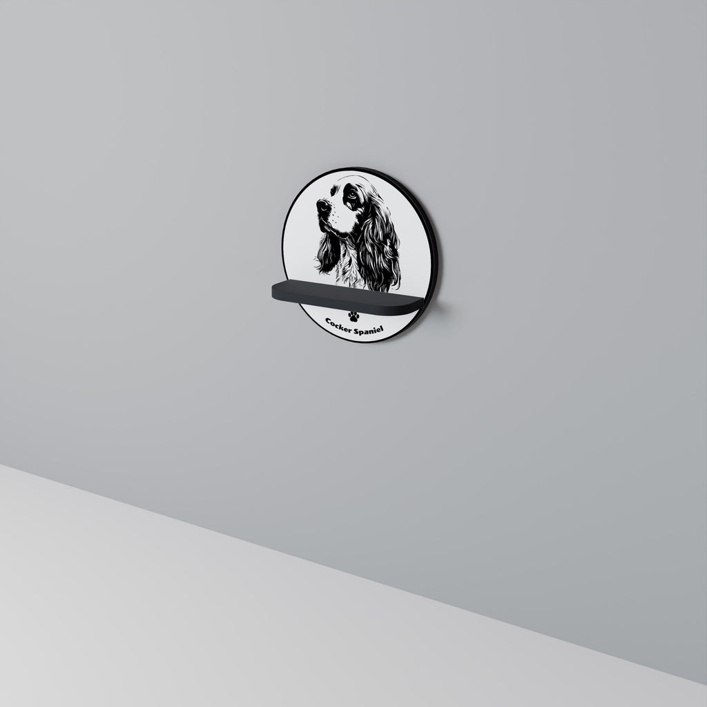 ENGLISH COCKER SPANIEL Round Art Shelf In Black Finish