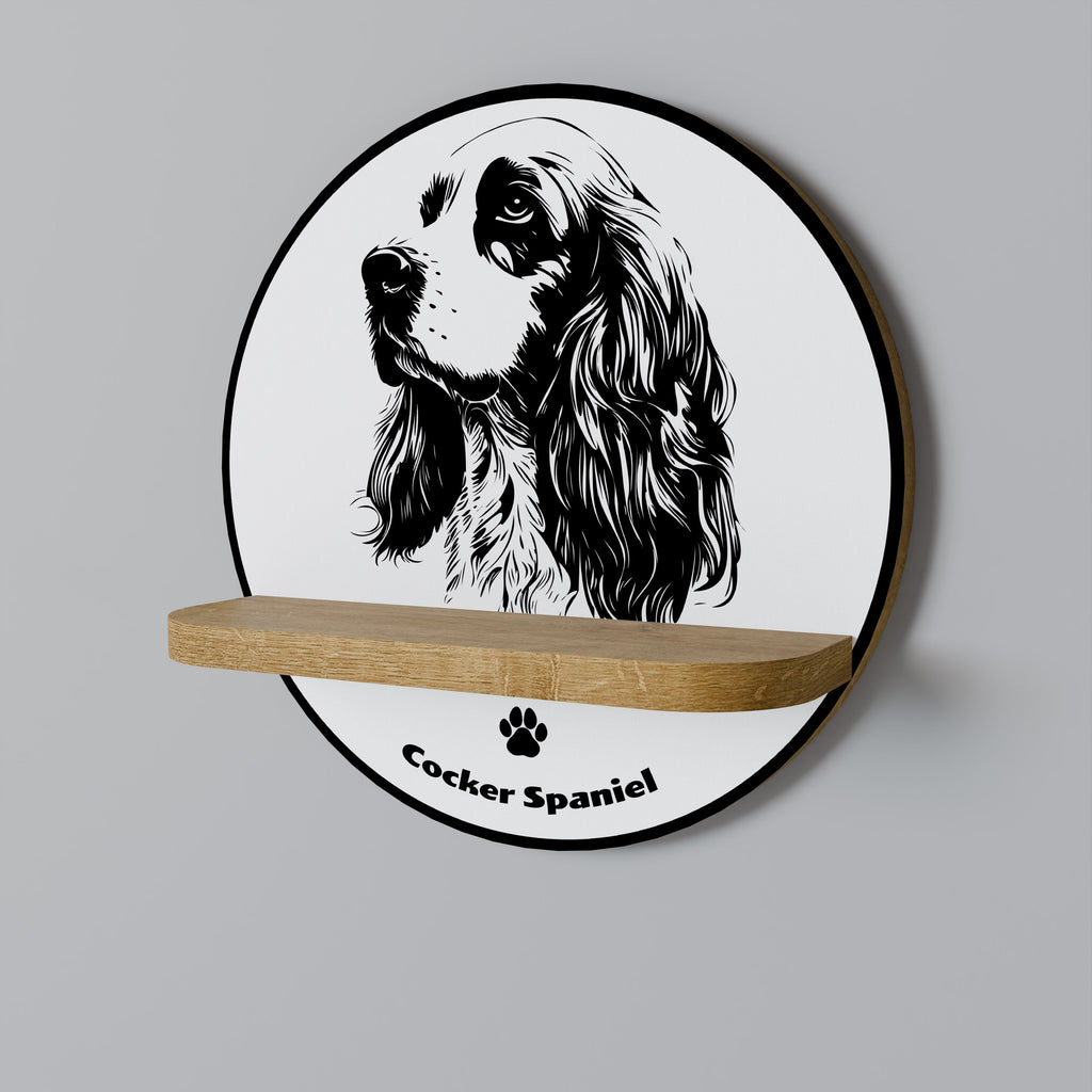 ENGLISH COCKER SPANIEL Round Art Shelf In Oak Effect