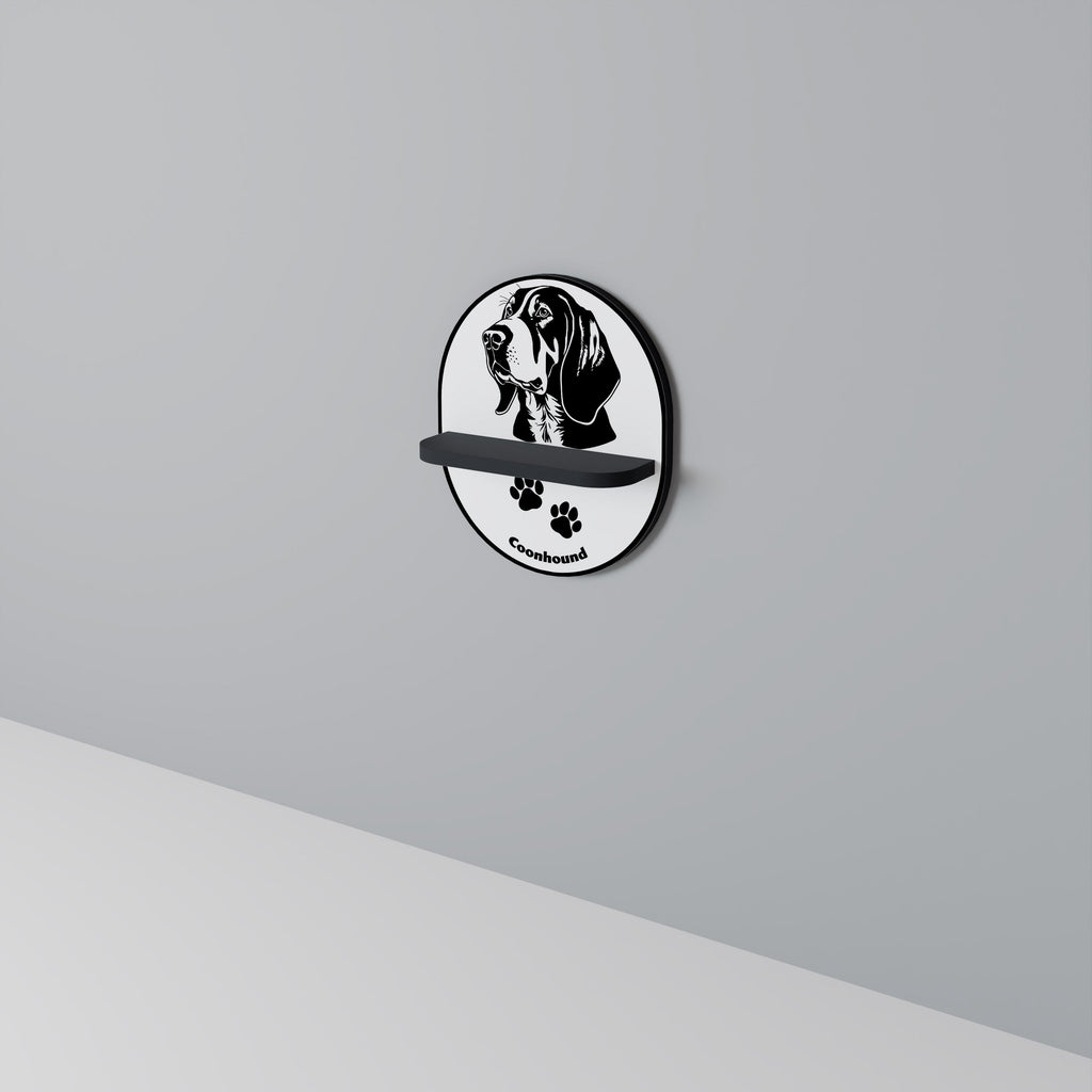 Étagère ovale à motif COONHOUND DOG, finition noire