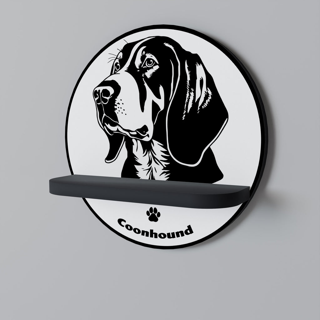 Étagère ronde à motif COONHOUND DOG, finition noire