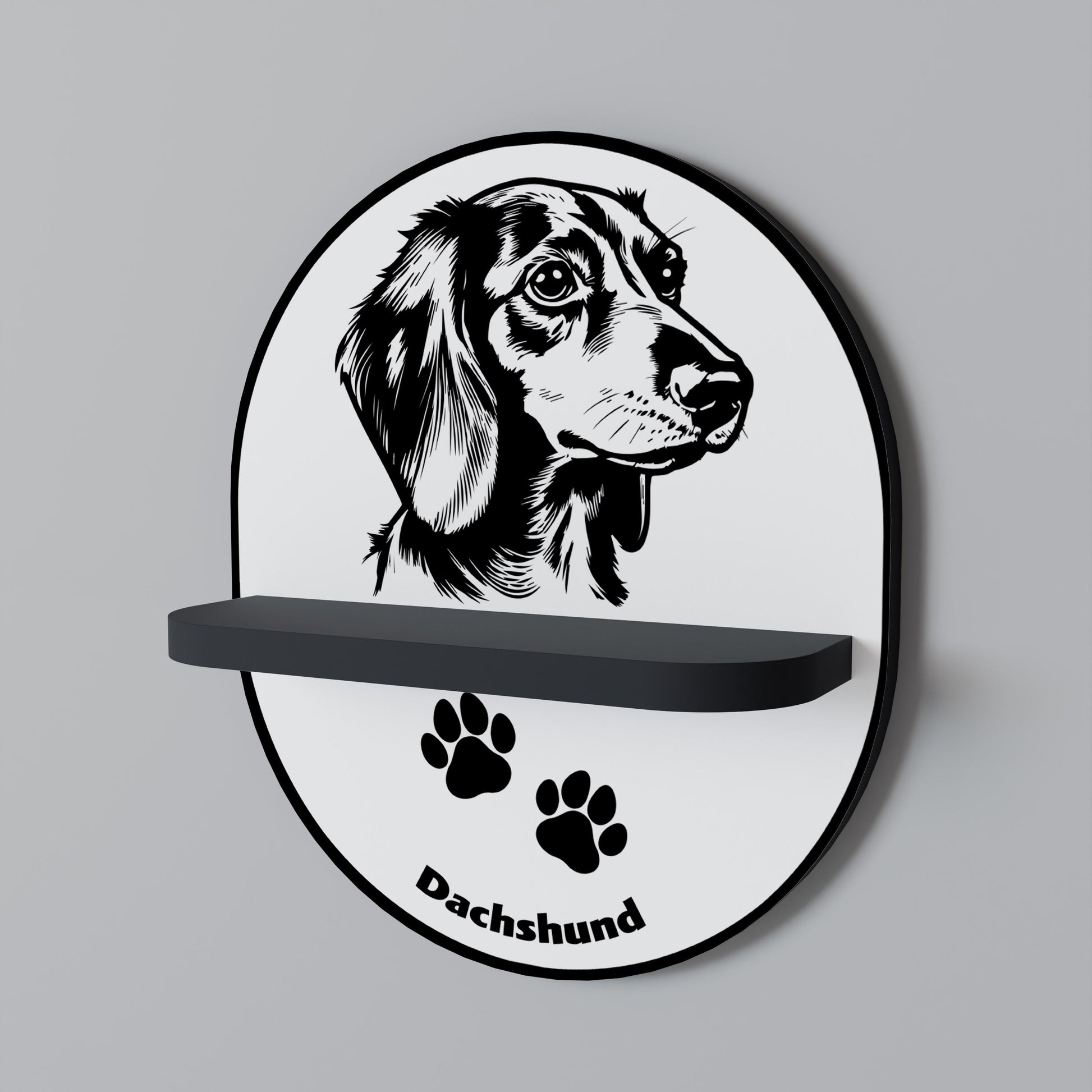 Étagère ovale pour chien TECKEL en finition noire