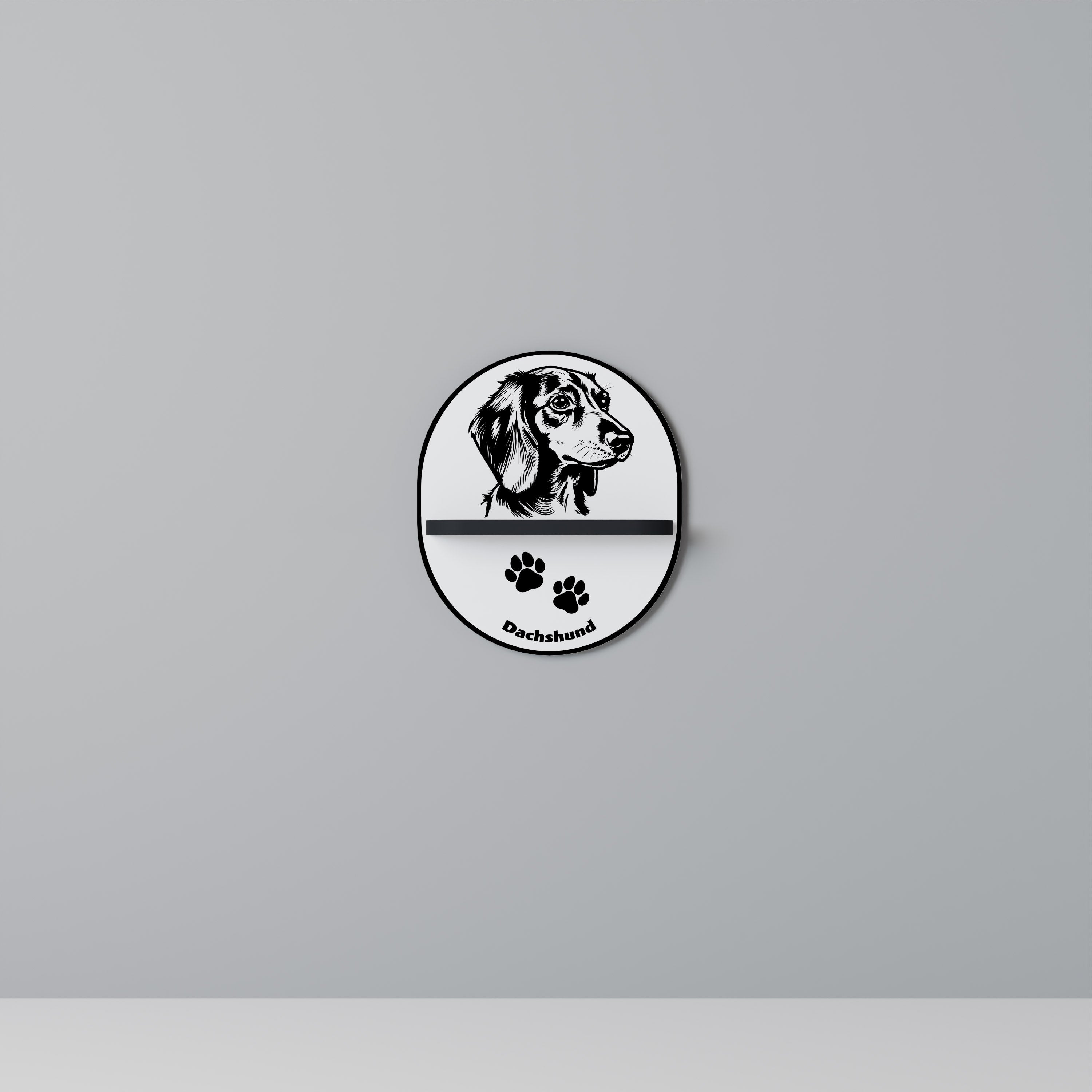 Étagère ovale pour chien TECKEL en finition noire