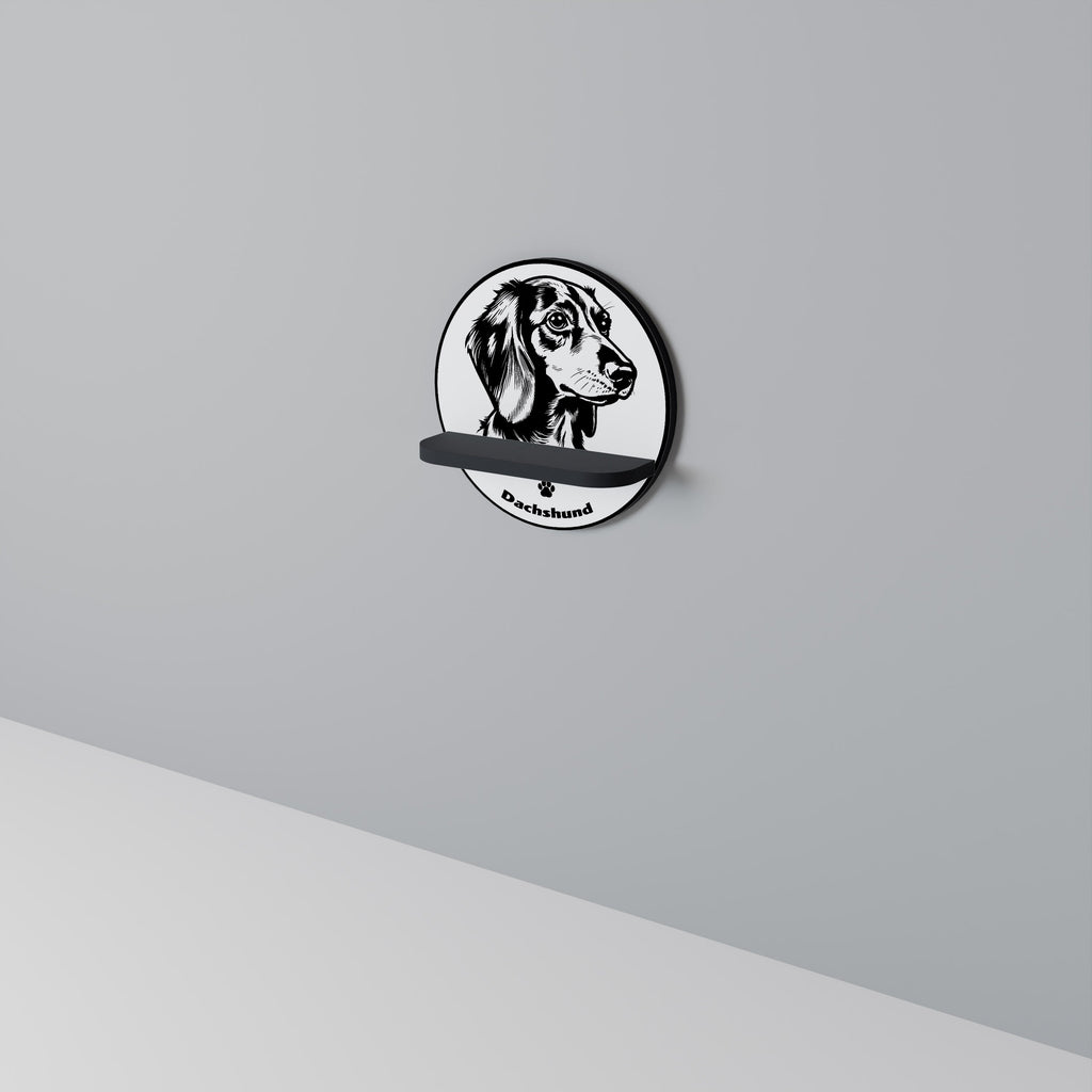 Étagère d'art ronde en forme de teckel, finition noire