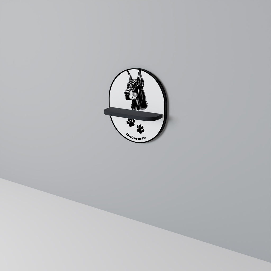 Étagère ovale en forme de chien Doberman, finition noire