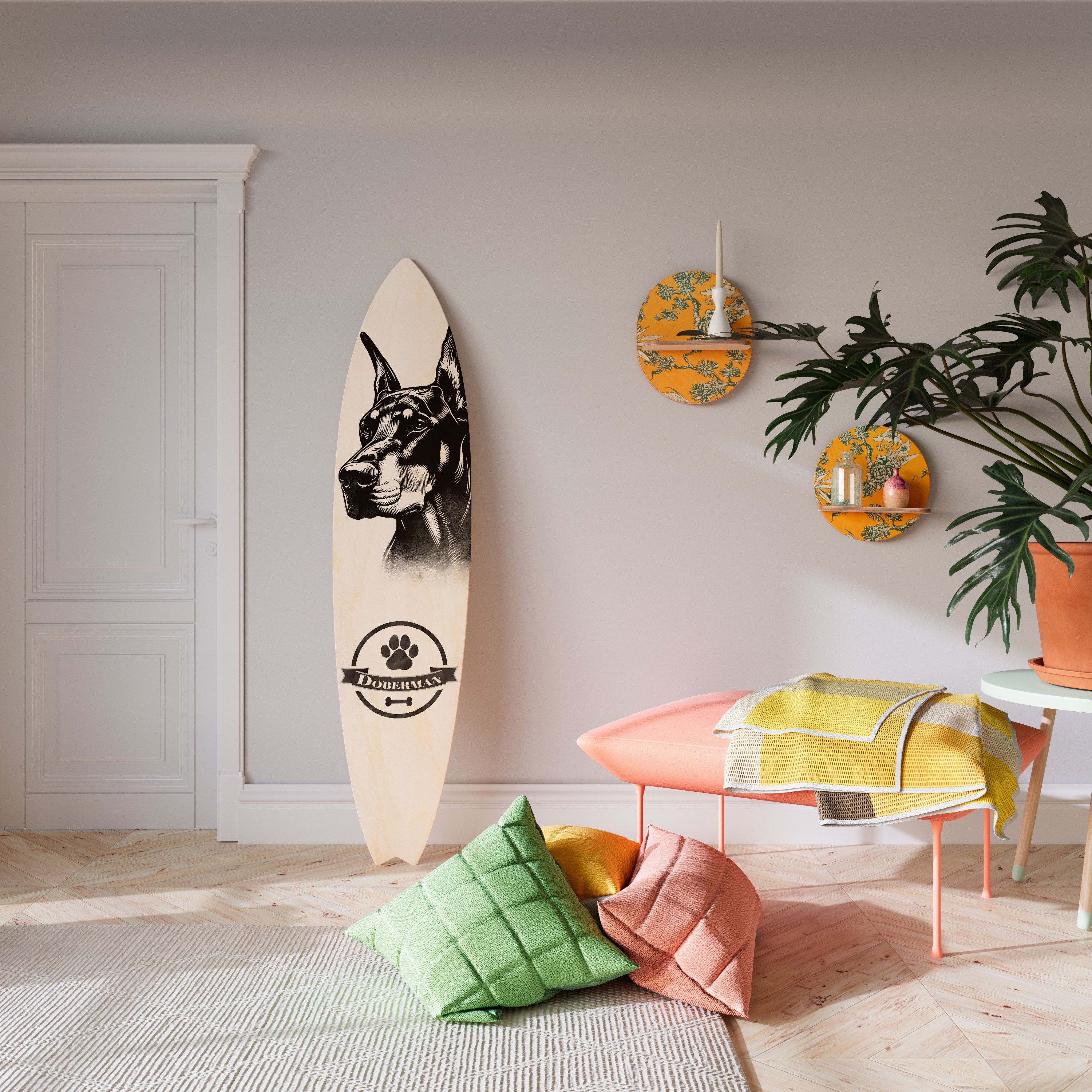 DOBERMAN DOG Surfboard Decorative Panel