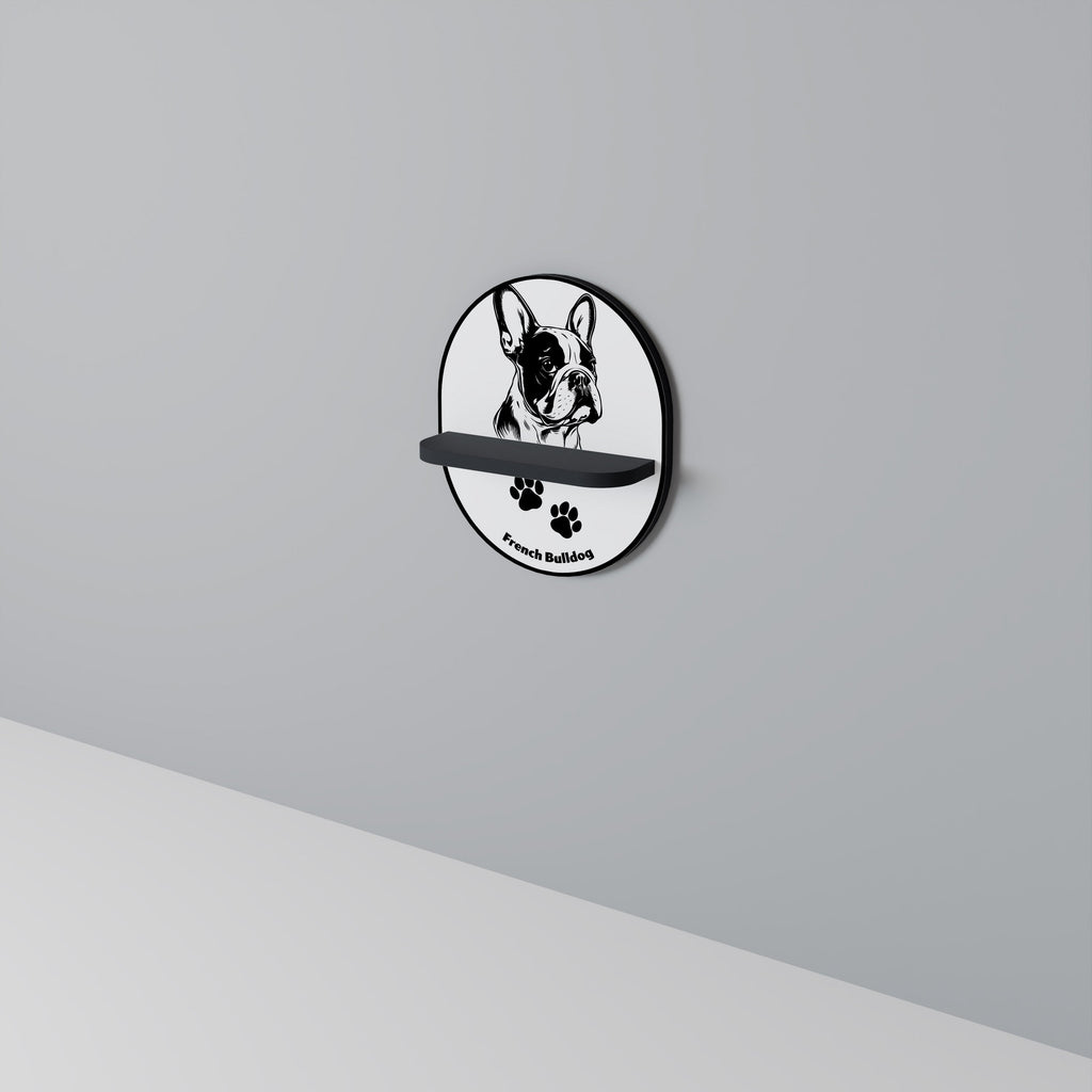 Étagère ovale en forme de bouledogue français, finition noire