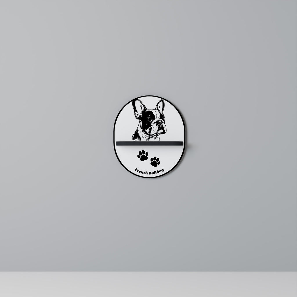 Étagère ovale en forme de bouledogue français, finition noire