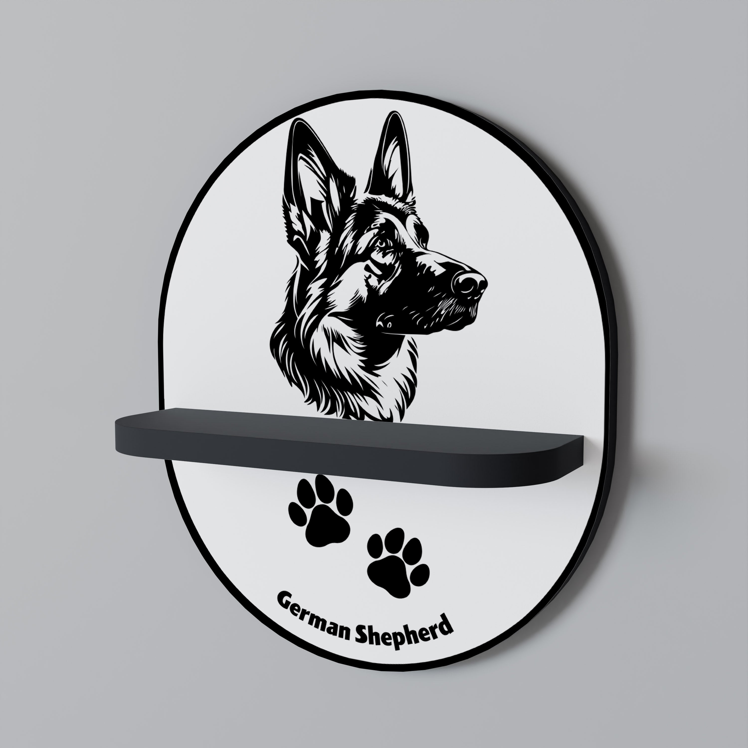 Étagère ovale GERMAN SHEPARD en finition noire
