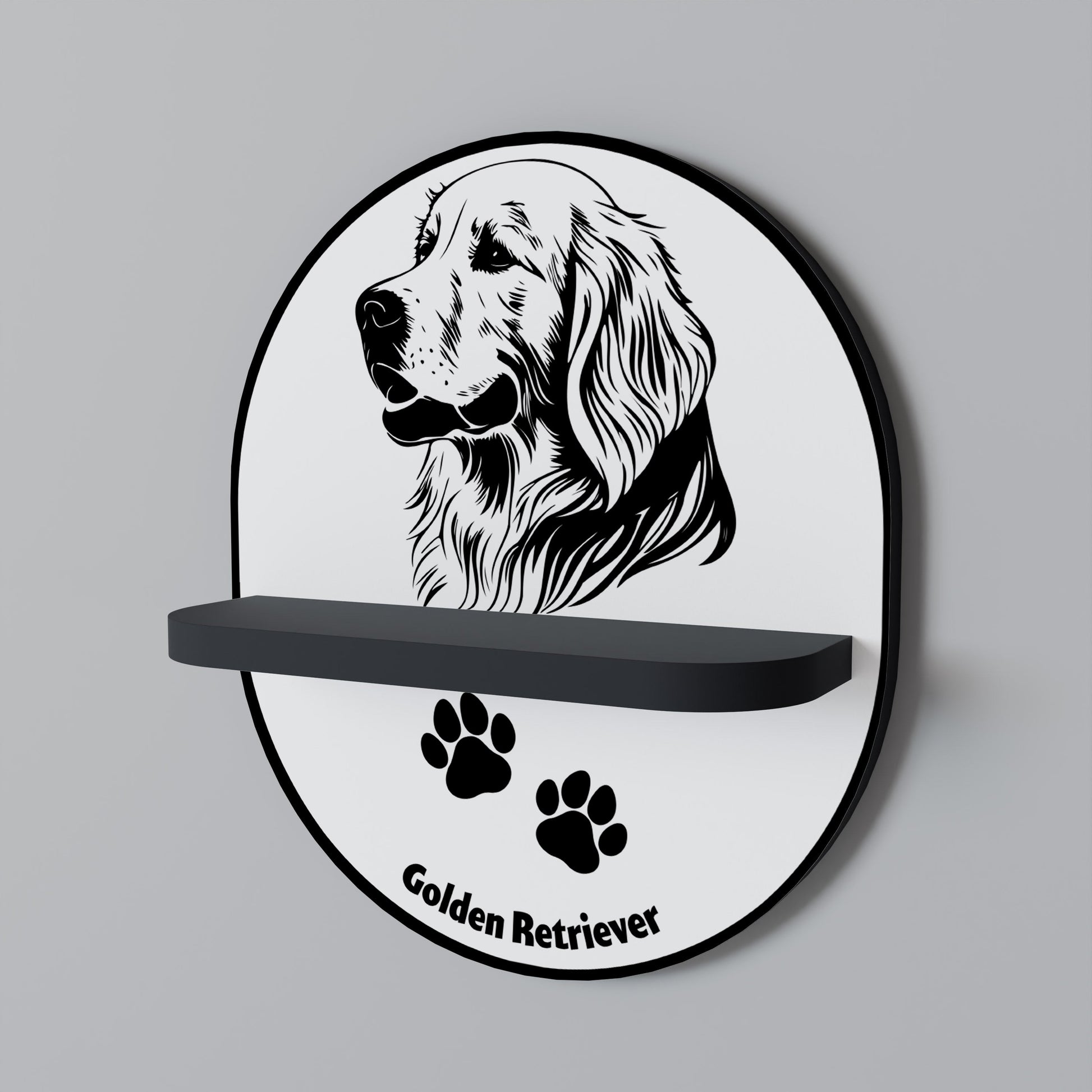 Étagère d'art ovale GOLDEN RETRIEVER en finition noire