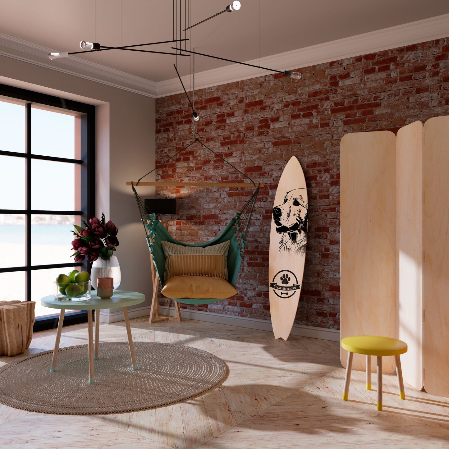 GOLDEN RETRIEVER Surfboard Decorative Panel
