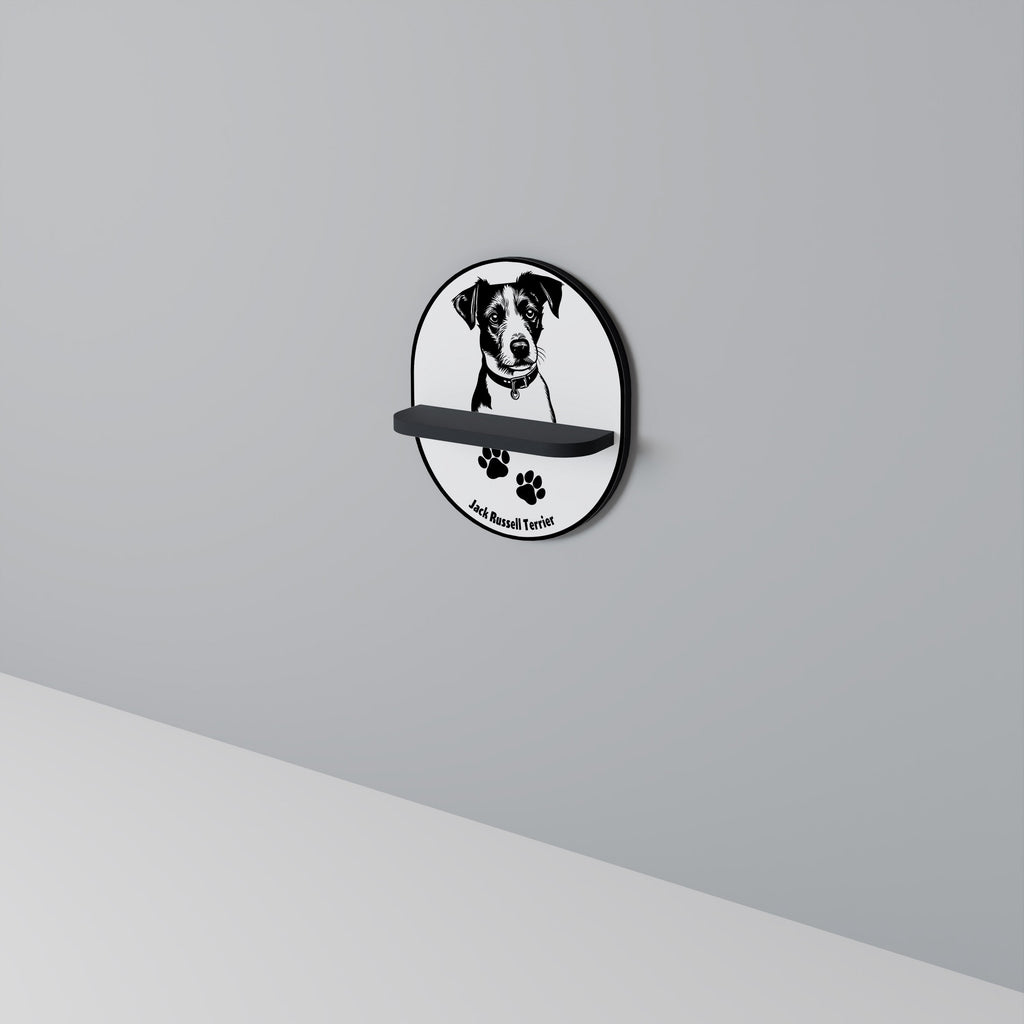 Étagère ovale à motif Jack Russell Terrier, finition noire