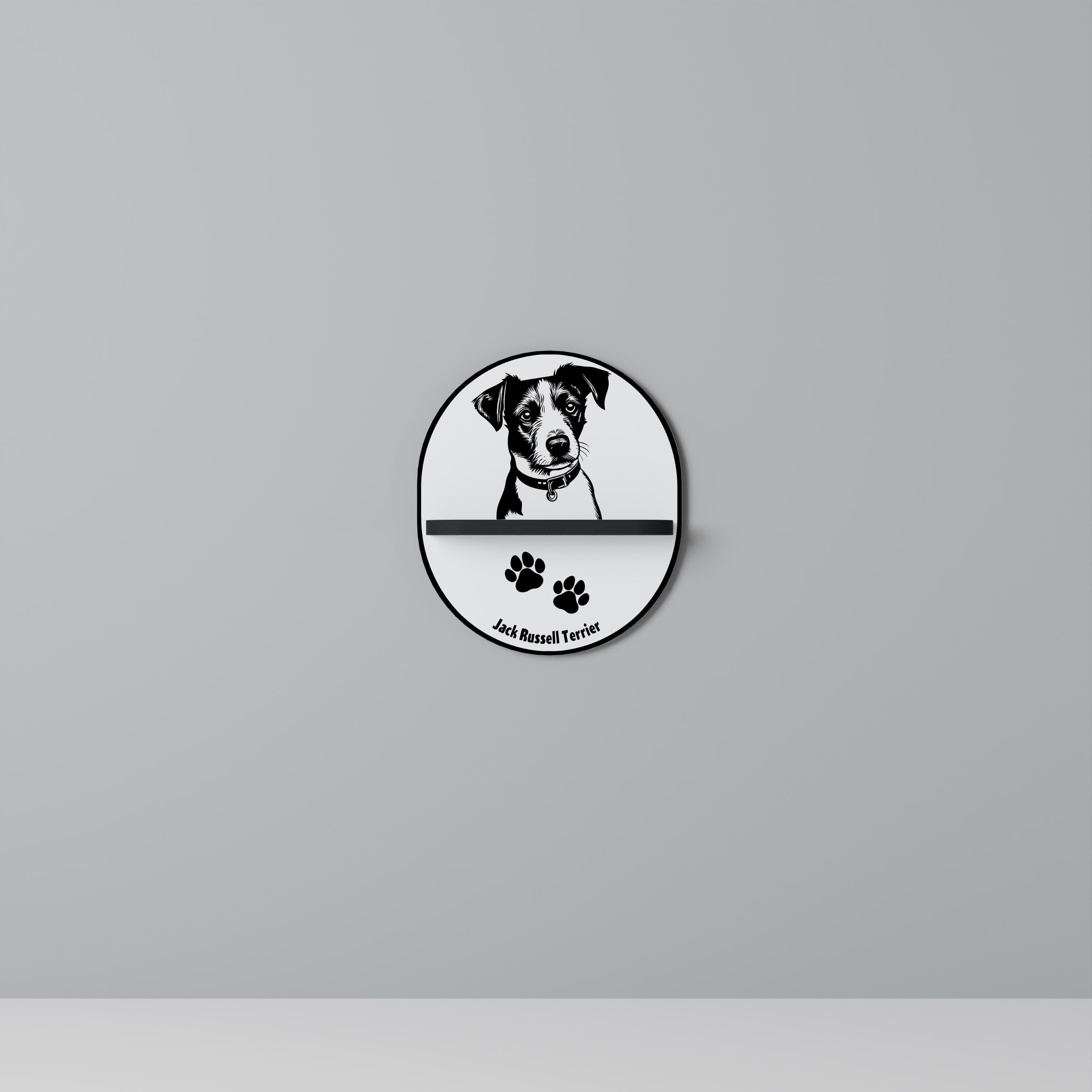 Étagère ovale à motif Jack Russell Terrier, finition noire