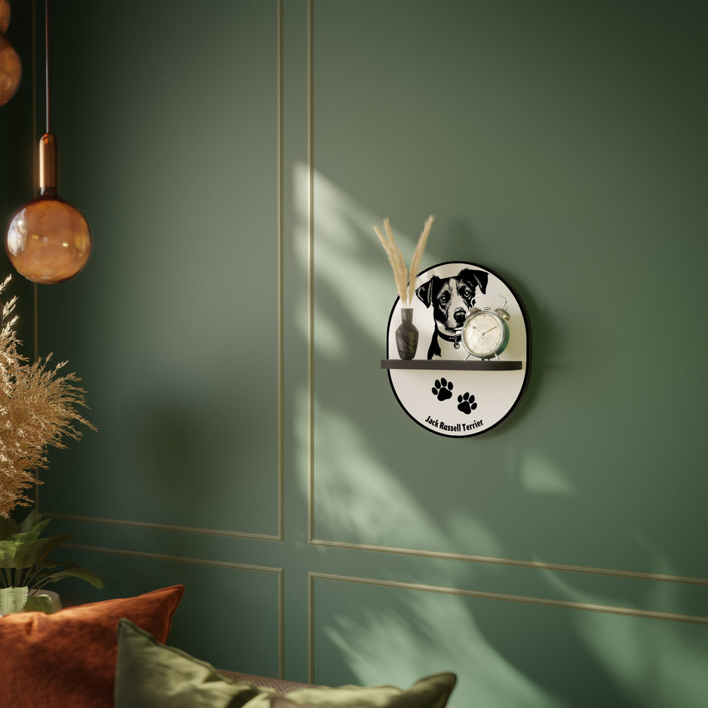 Étagère ovale à motif Jack Russell Terrier, finition noire