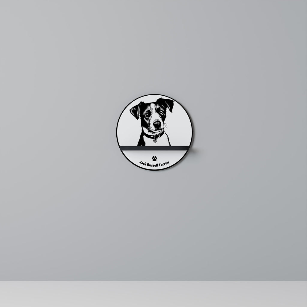 Étagère ronde à motif Jack Russell Terrier, finition noire