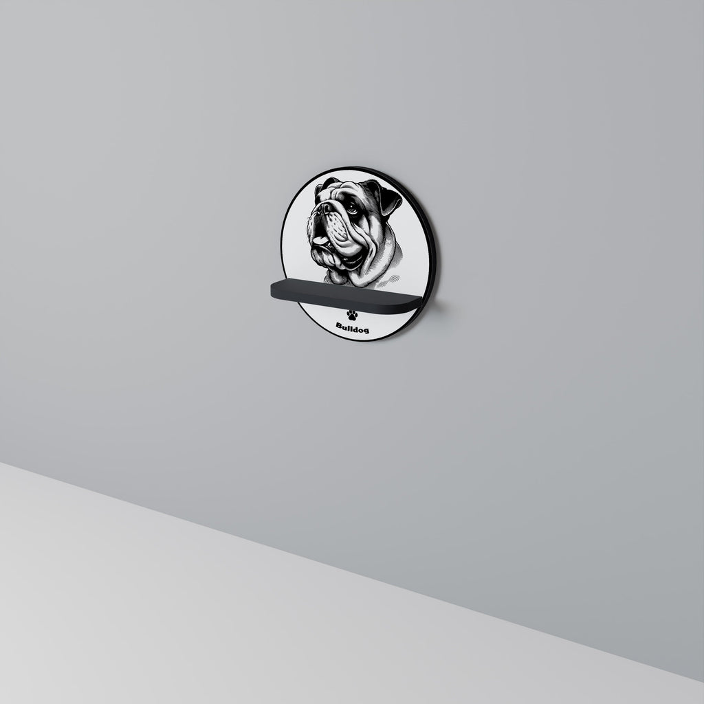 Étagère d'art ronde BULLDOG DOG en finition noire