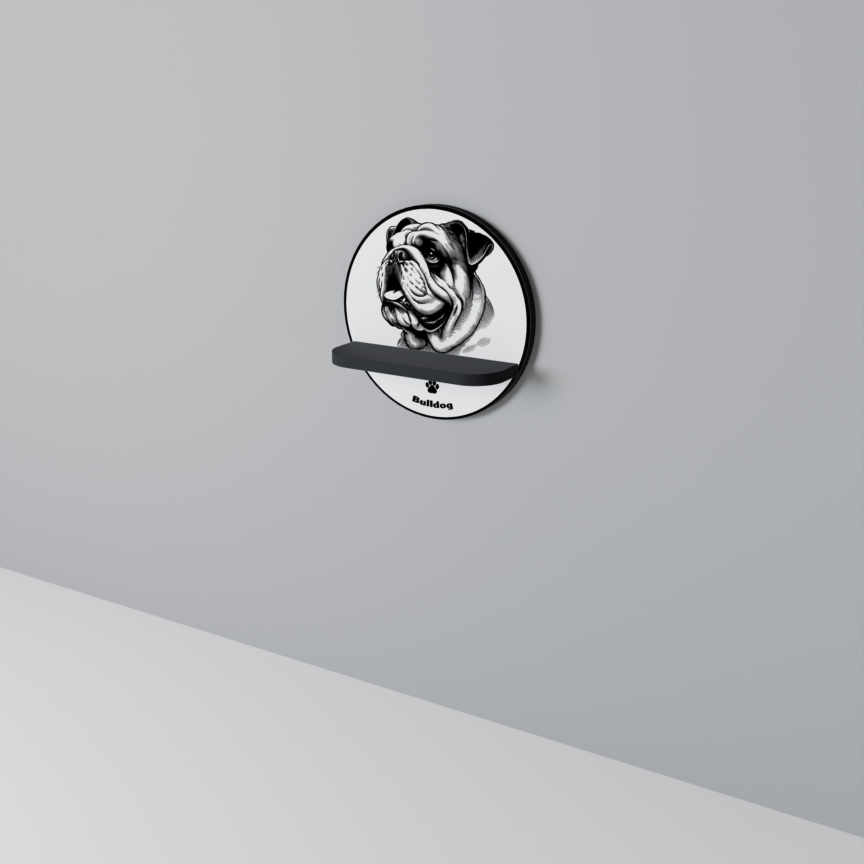 Étagère d'art ronde BULLDOG DOG en finition noire