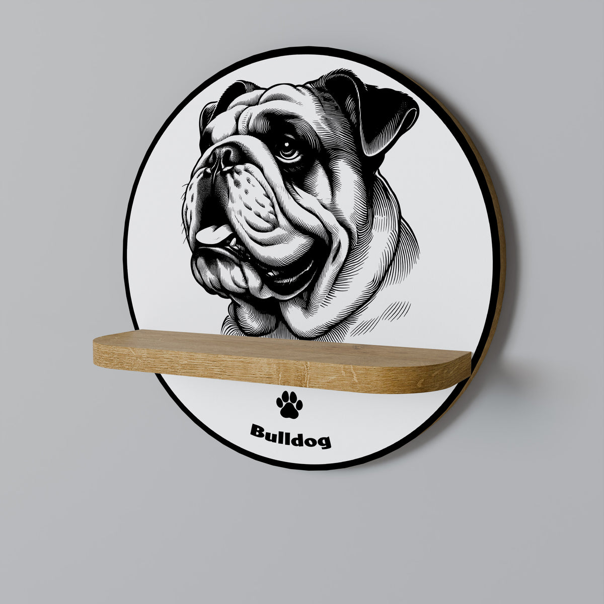 BULLDOG DOG Art Shelf